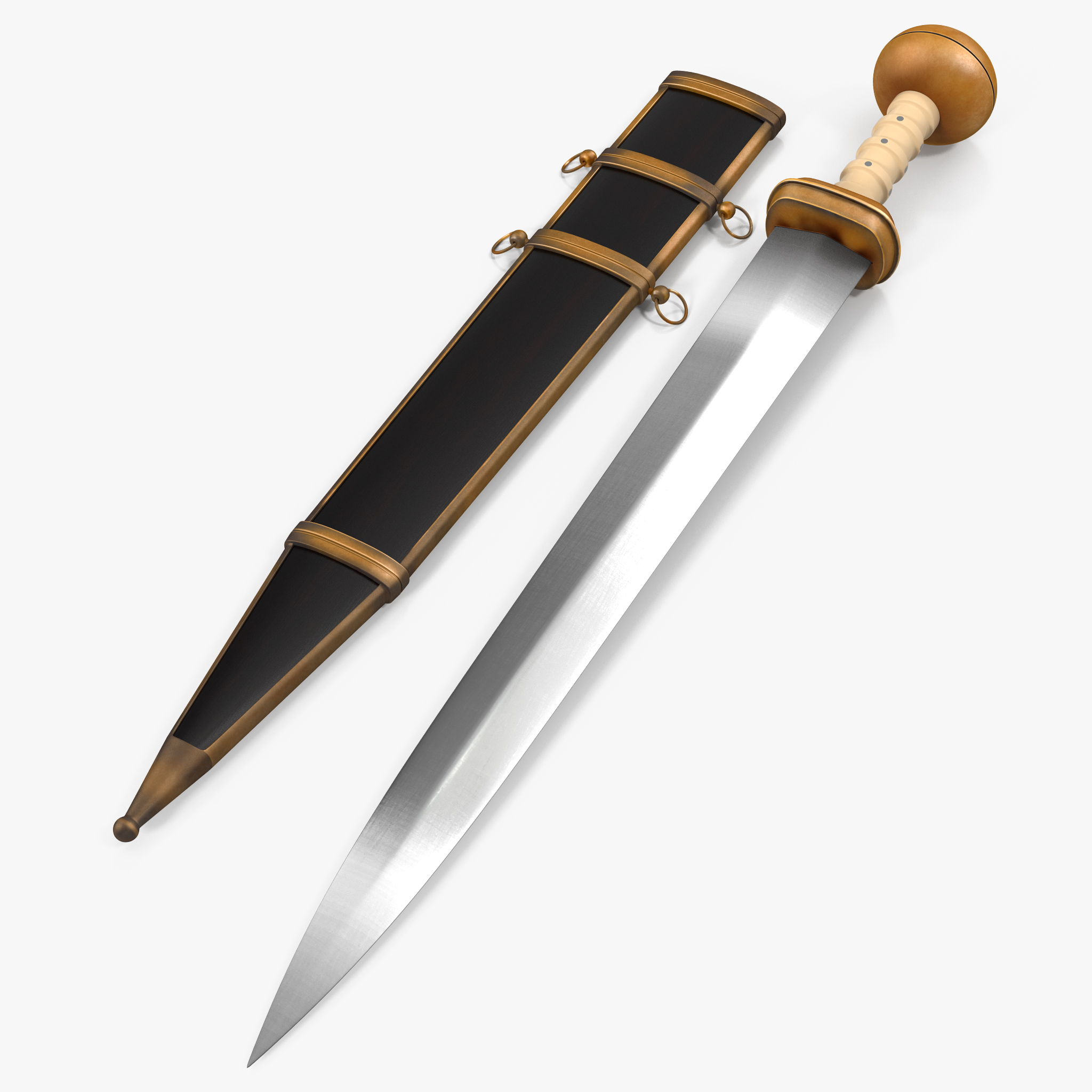Roman Gladius Short Sword with Sheath 3D Model