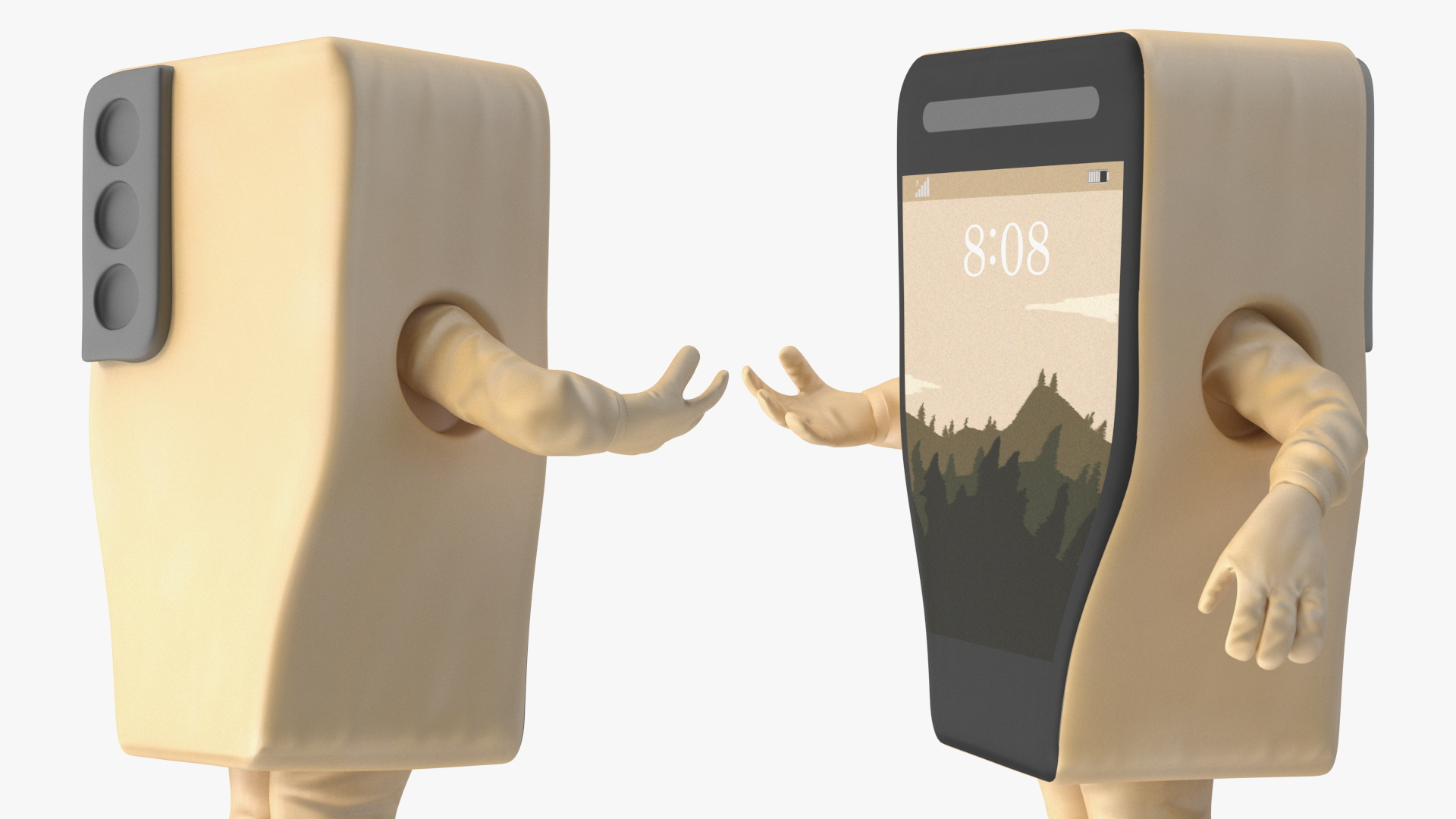 3D model Cell Phone Mascot Costume Golden Walking