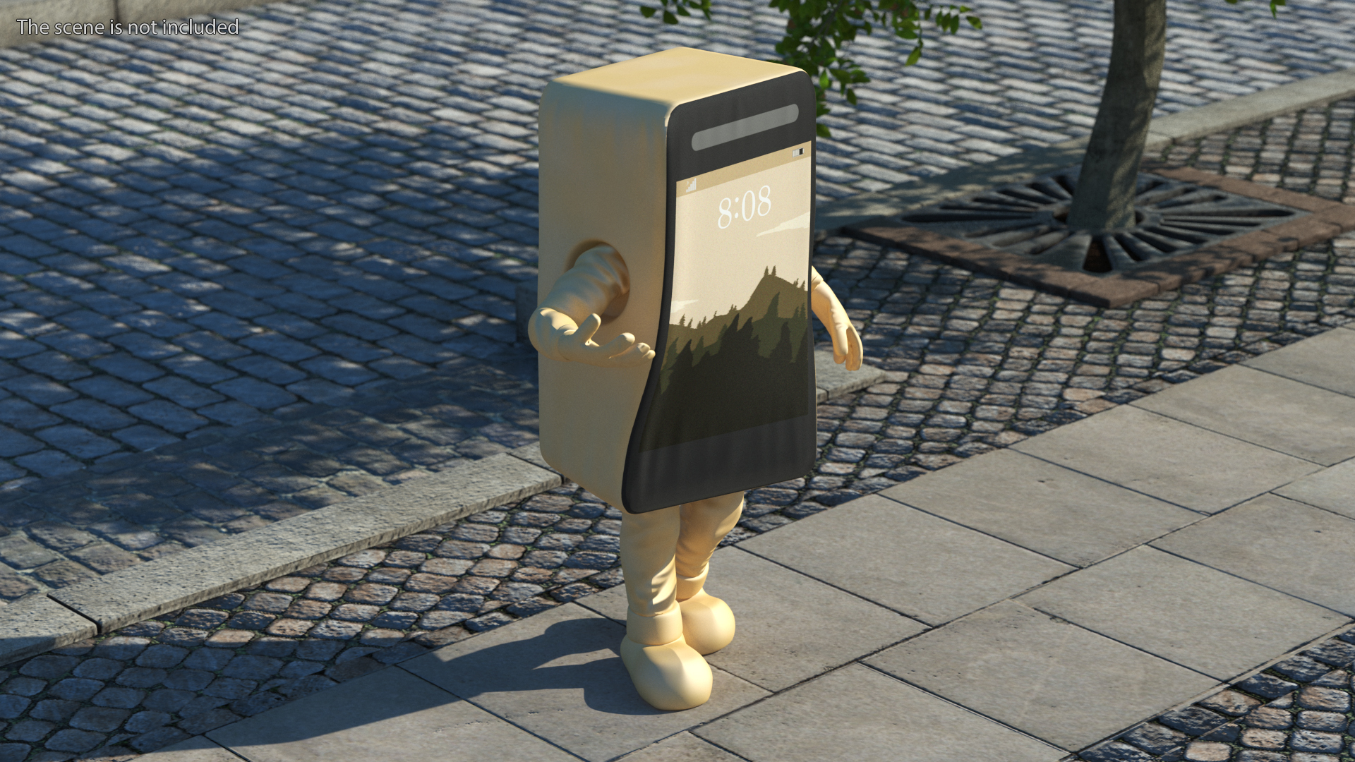 3D model Cell Phone Mascot Costume Golden Walking