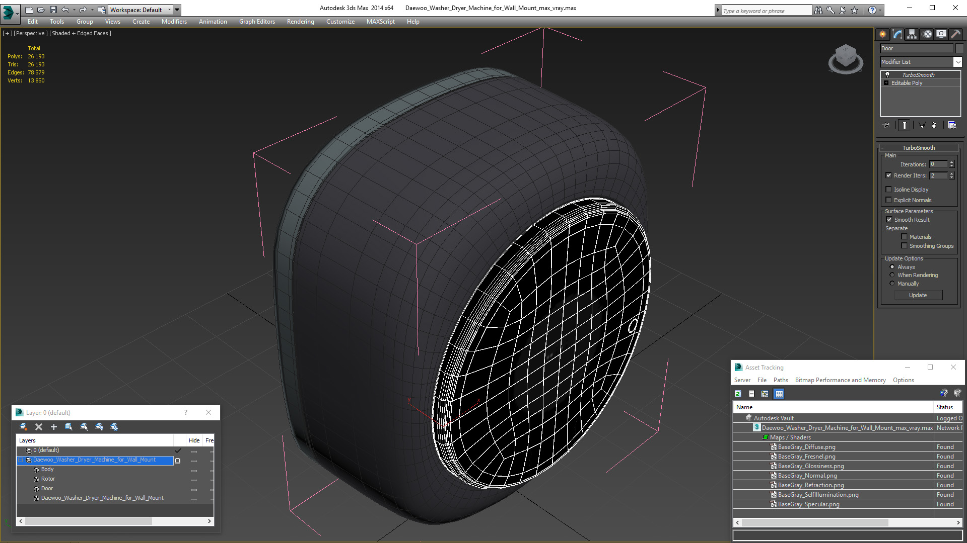 Daewoo Washer Dryer Machine for Wall Mount 3D