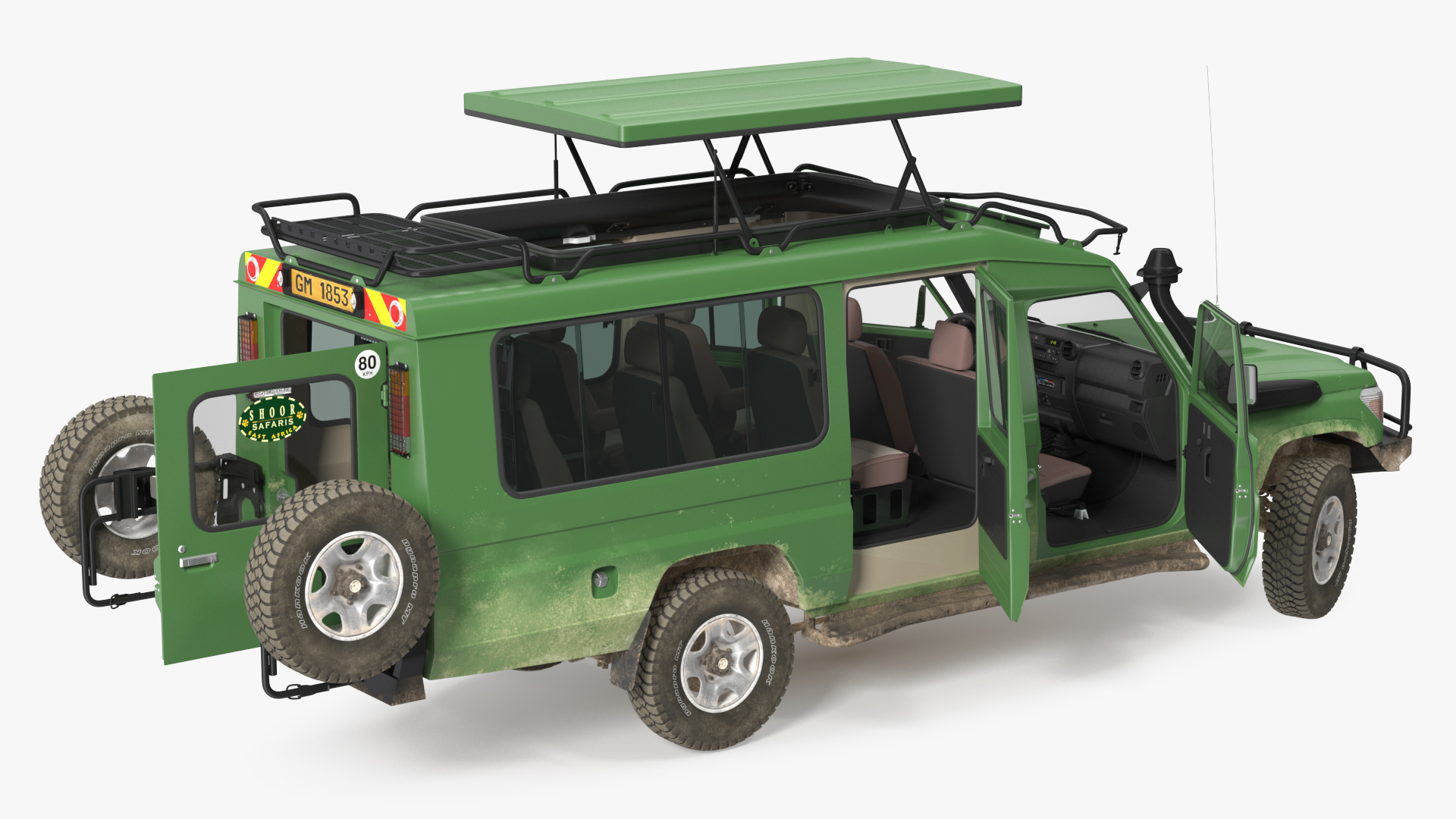 3D model Toyota Land Cruiser Safari Green Dirty Rigged