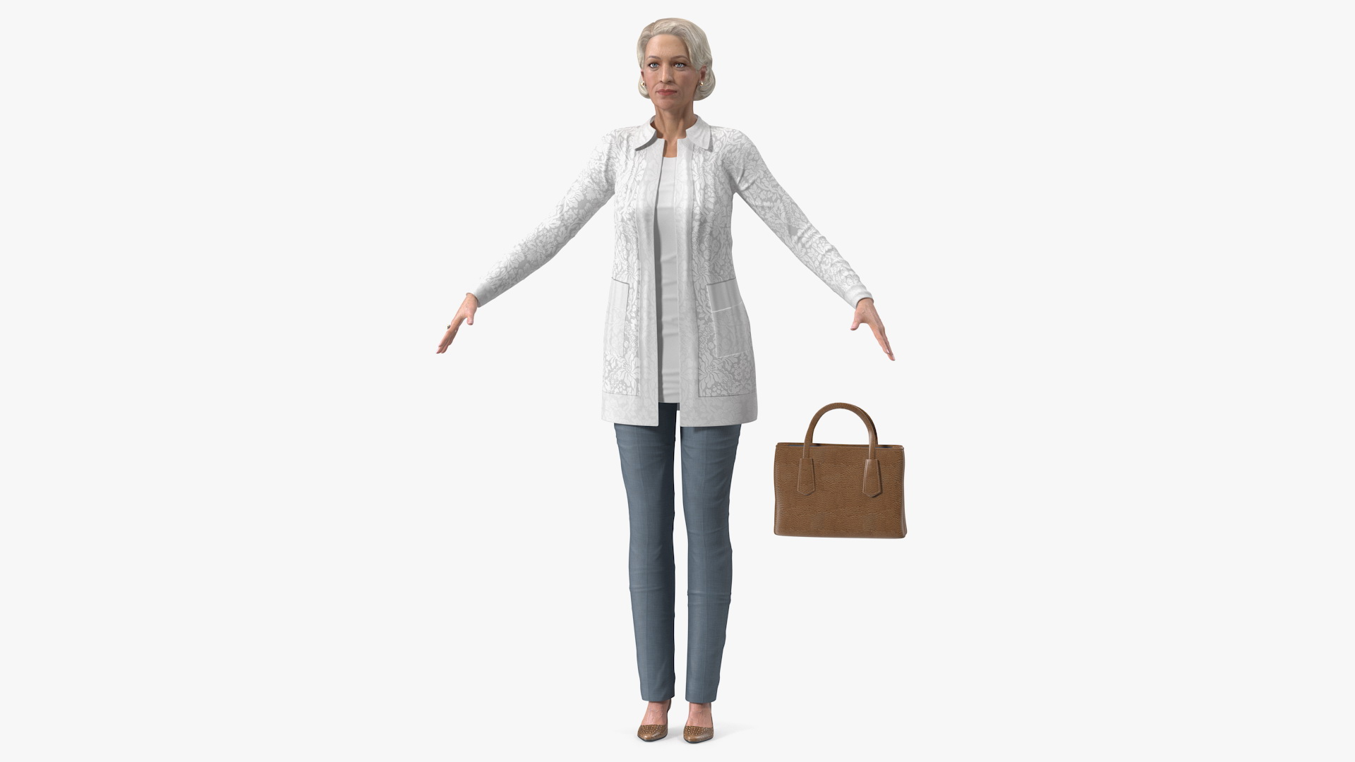 Elderly Lady in Casual Clothes Rigged 3D