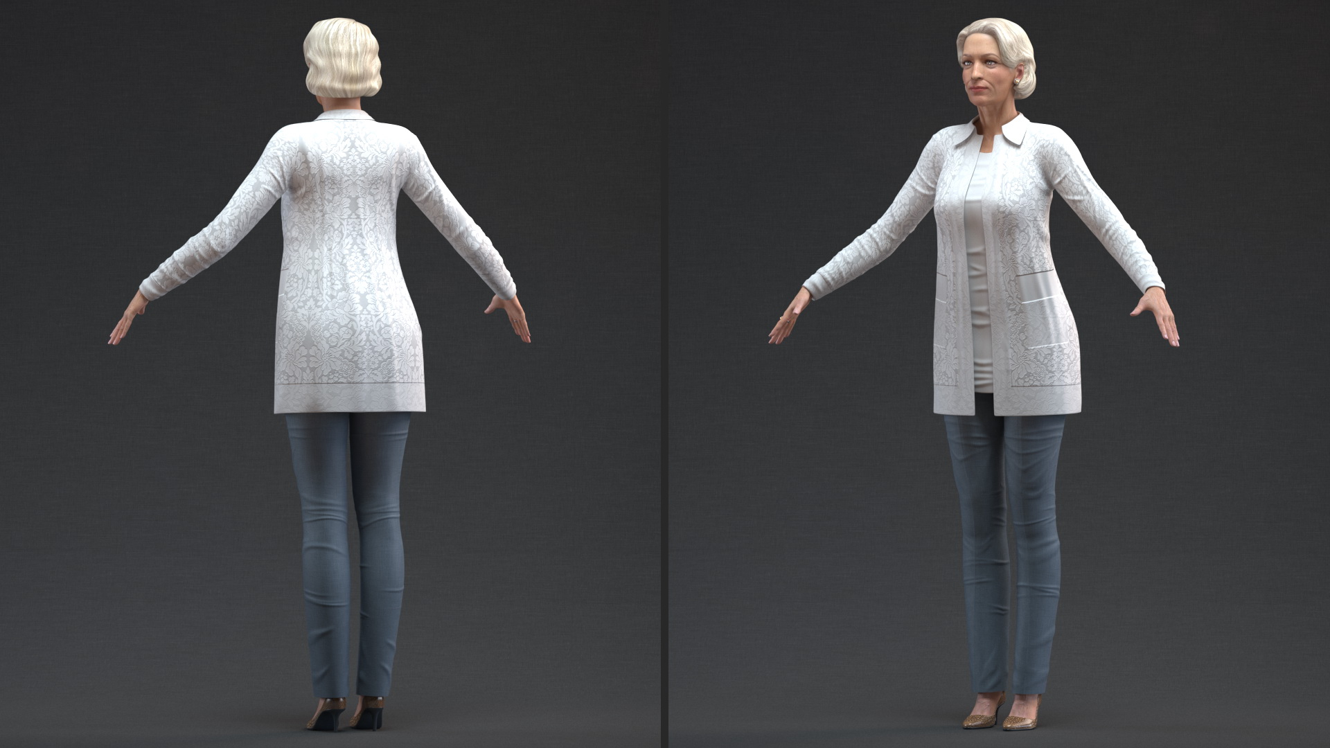 Elderly Lady in Casual Clothes Rigged 3D