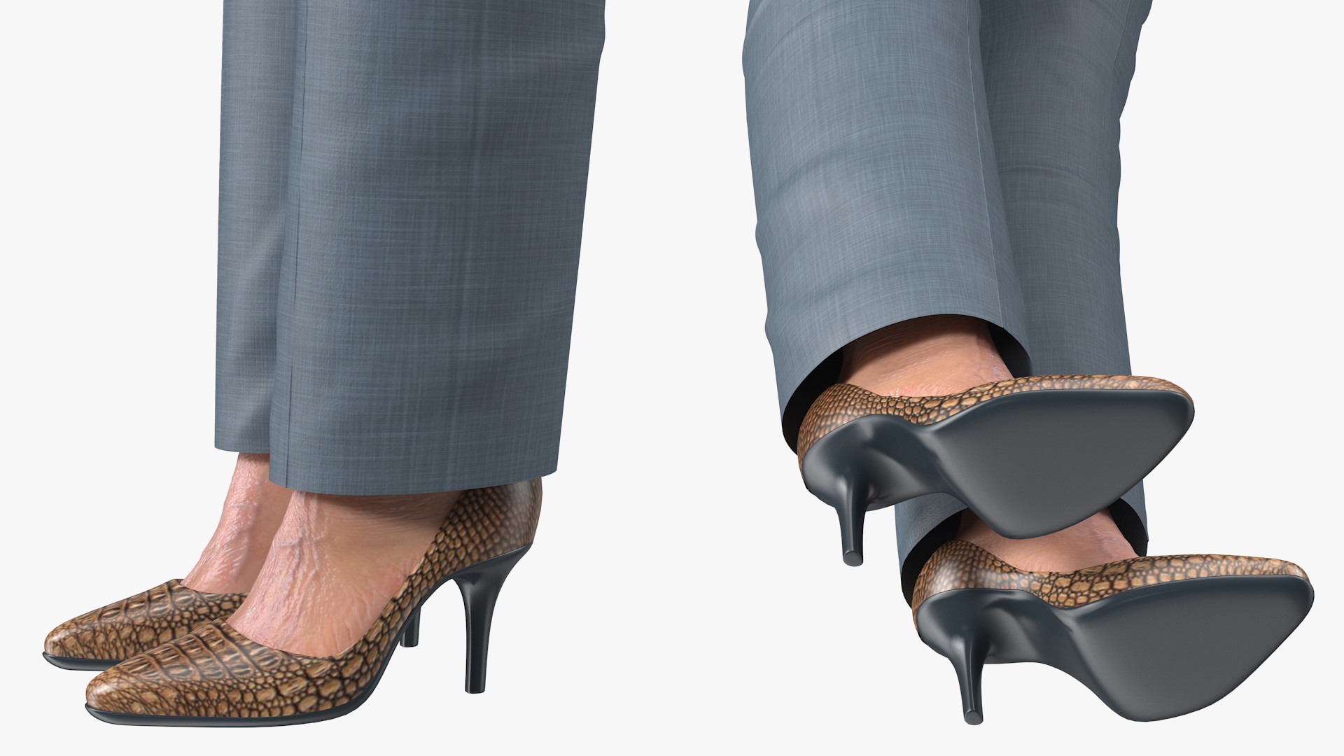 Elderly Lady in Casual Clothes Rigged 3D