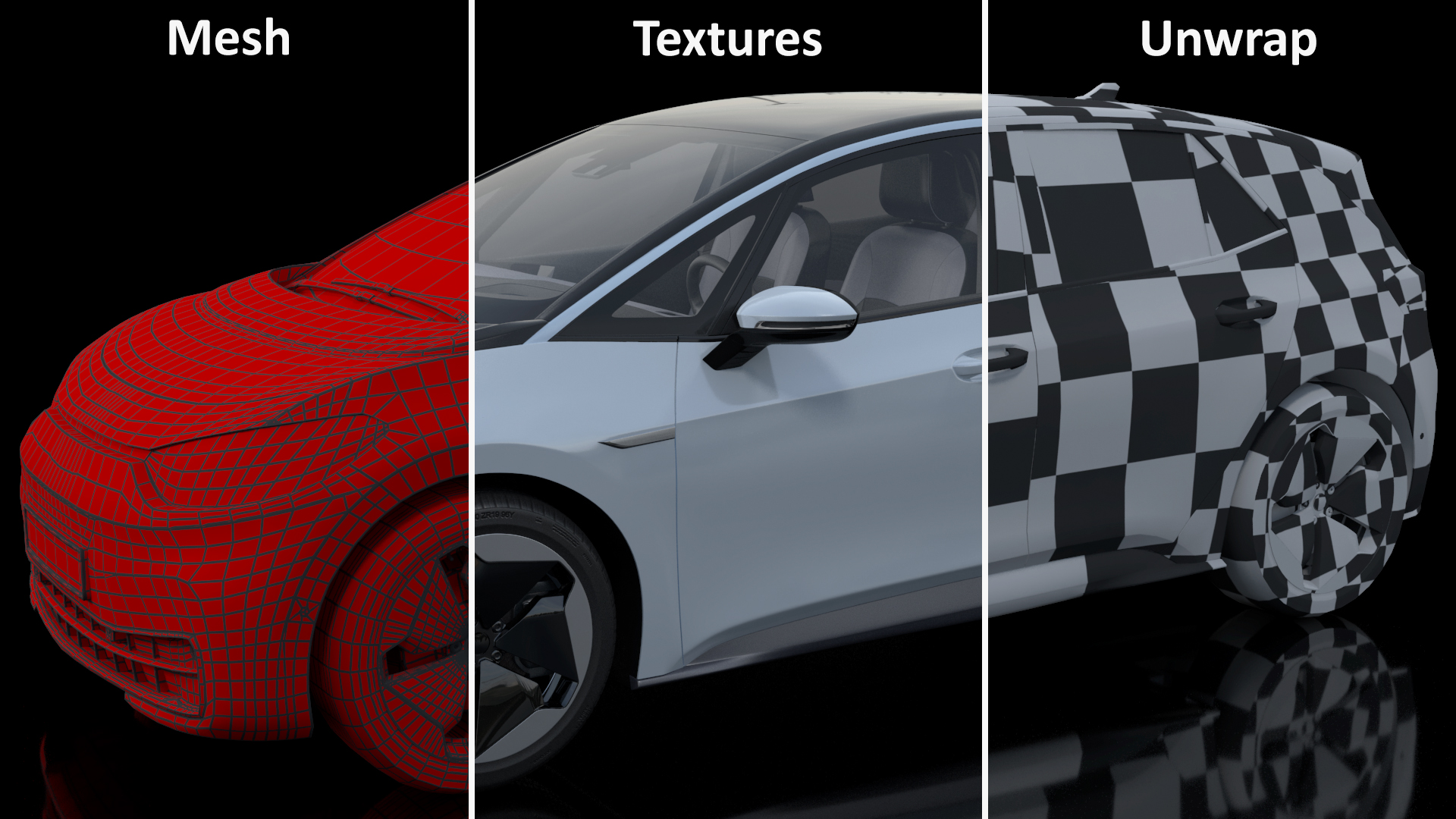 3D Electric Car Hatchback Simple Interior model