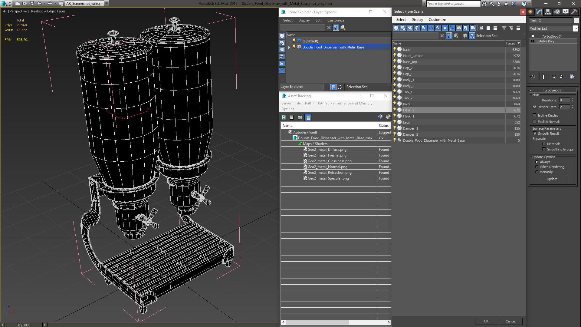 Double Food Dispenser with Metal Base 3D