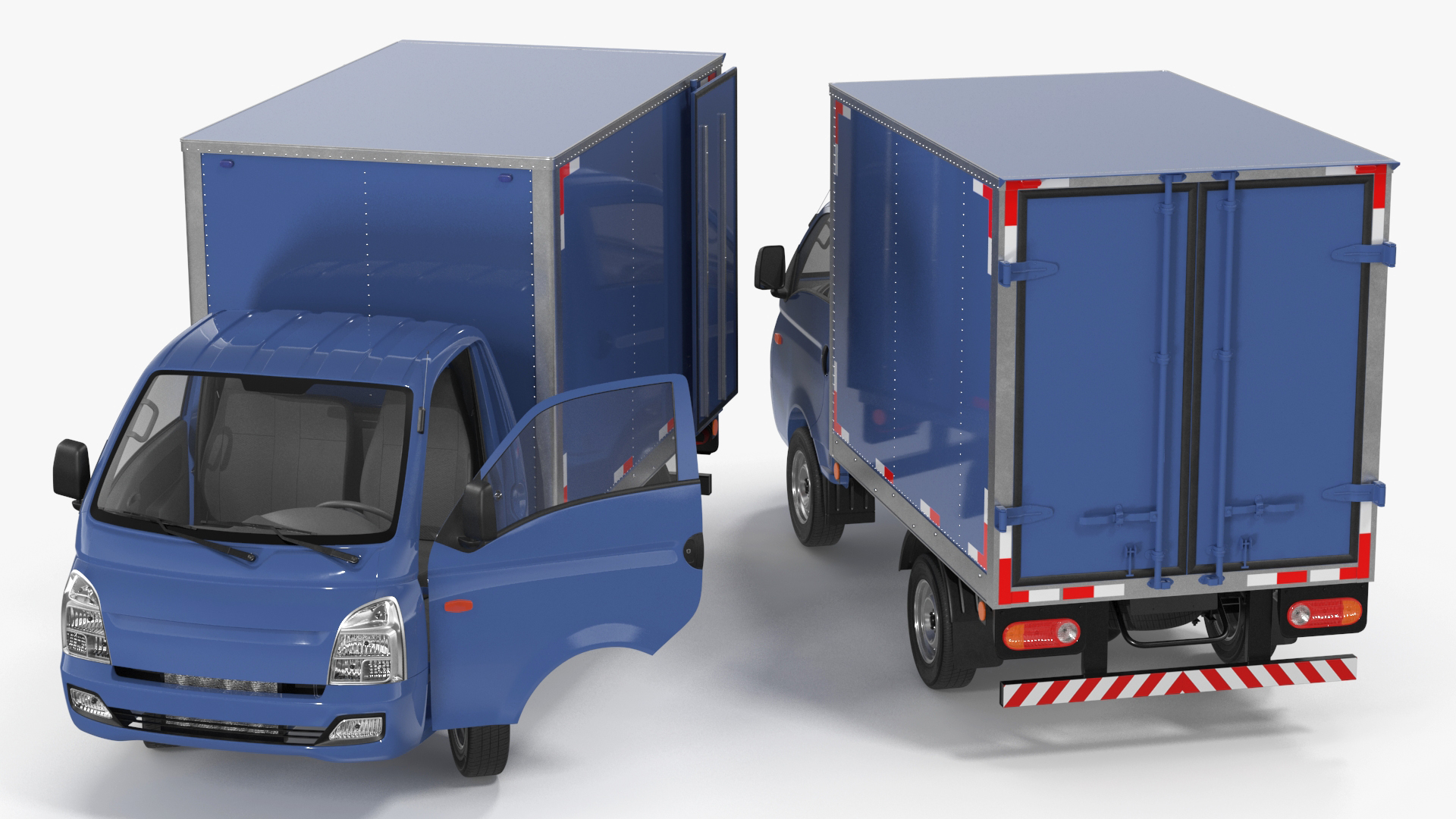 3D model Asian Mini Truck Refrigerator Blue Rigged for Maya