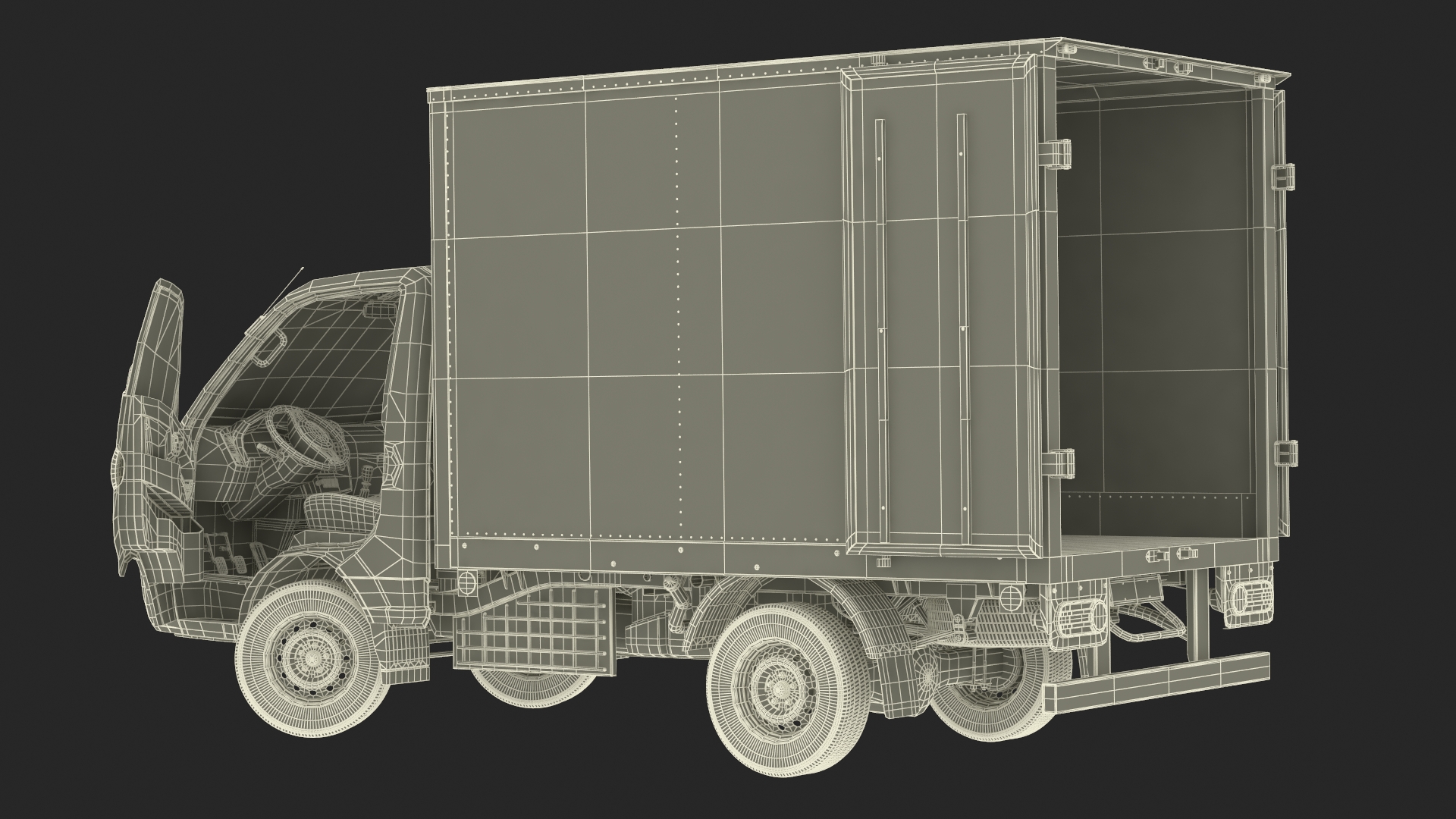3D model Asian Mini Truck Refrigerator Blue Rigged for Maya