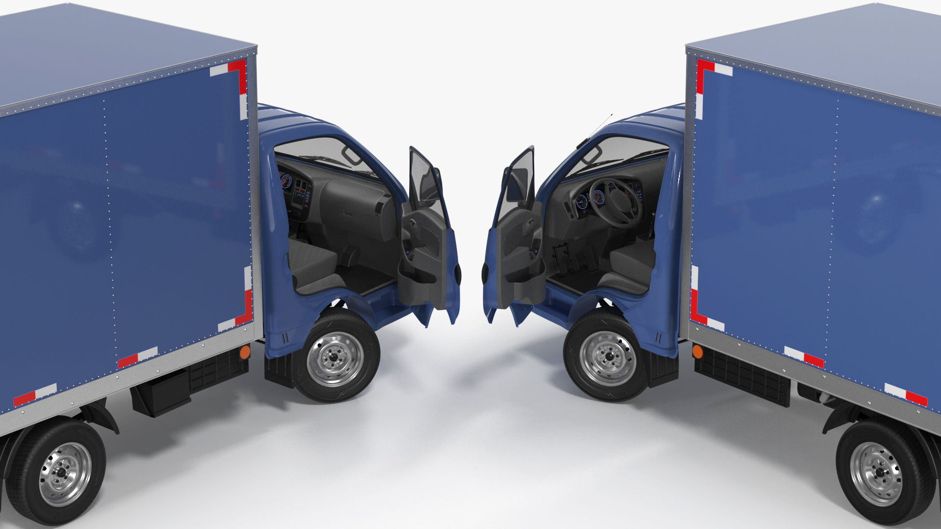 3D model Asian Mini Truck Refrigerator Blue Rigged for Maya