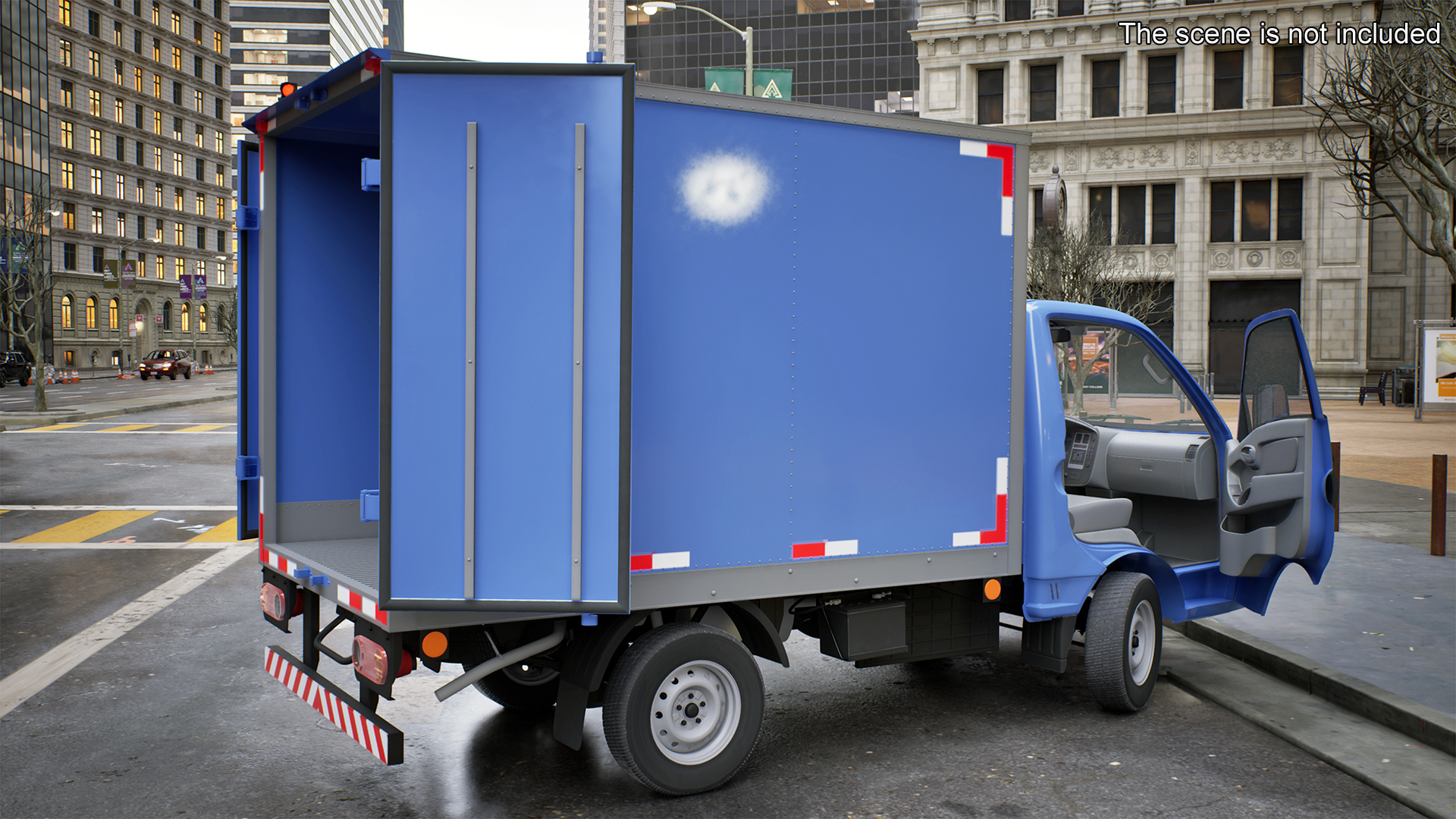 3D model Asian Mini Truck Refrigerator Blue Rigged for Maya