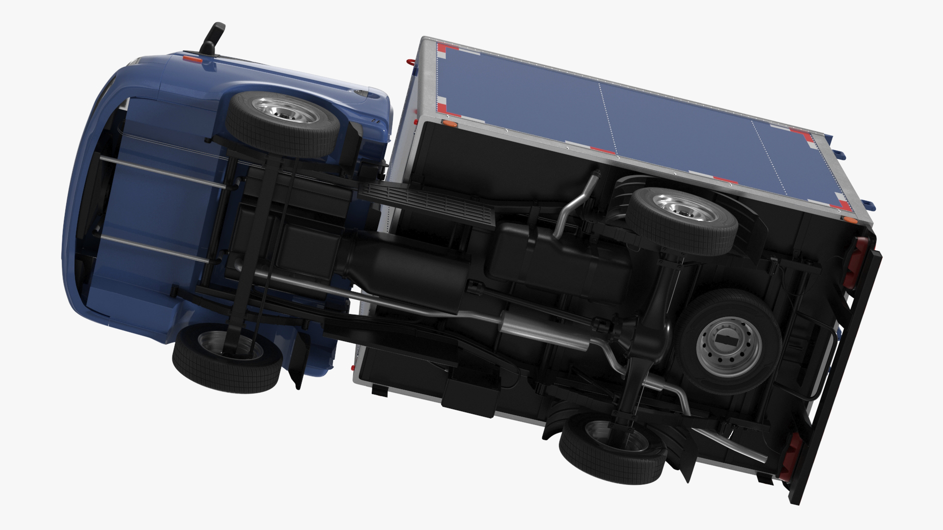3D model Asian Mini Truck Refrigerator Blue Rigged for Maya