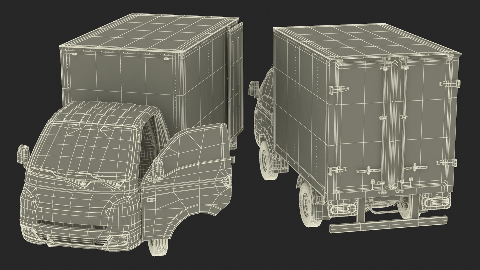 3D model Asian Mini Truck Refrigerator Blue Rigged for Maya