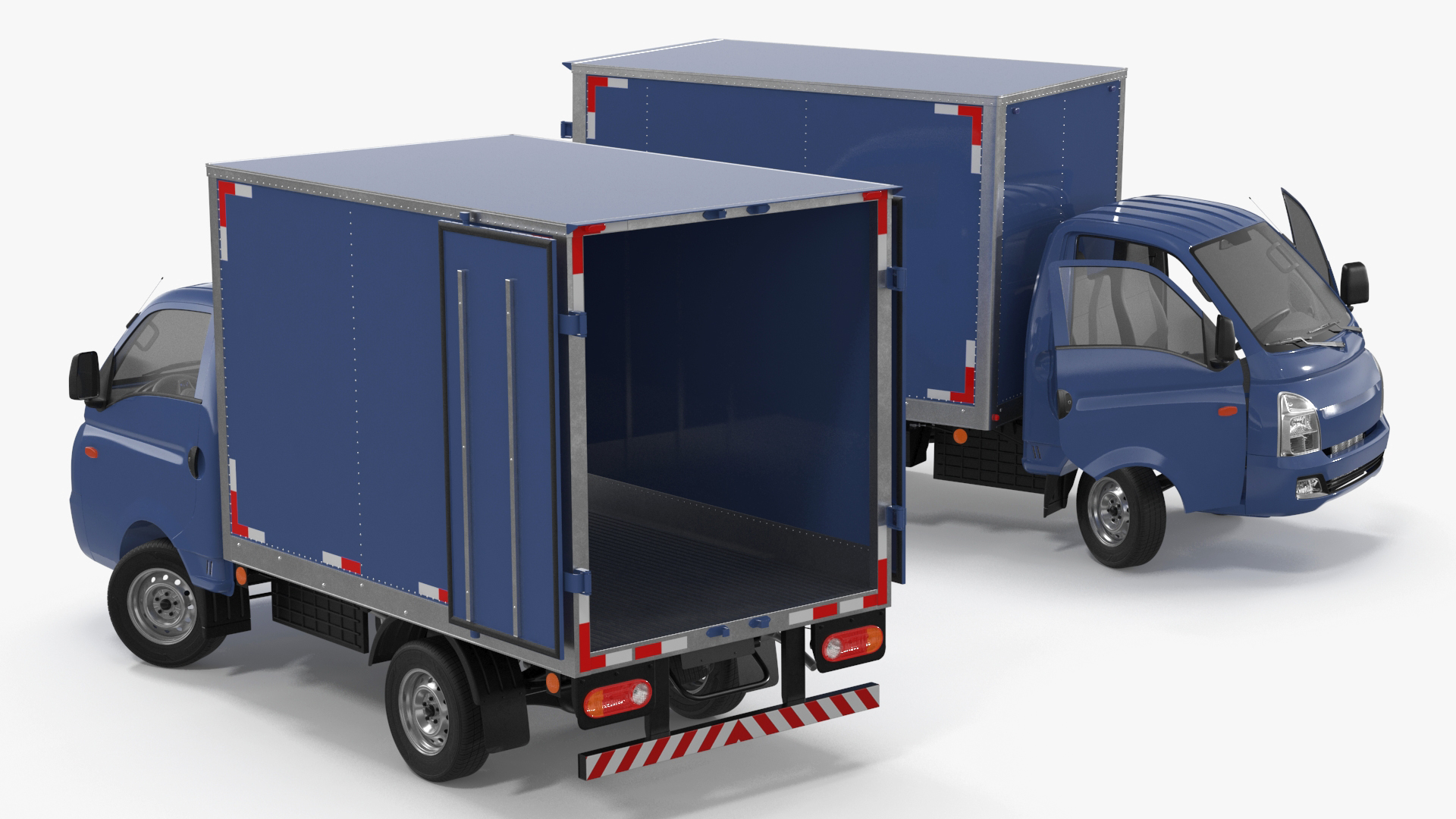 3D model Asian Mini Truck Refrigerator Blue Rigged for Maya