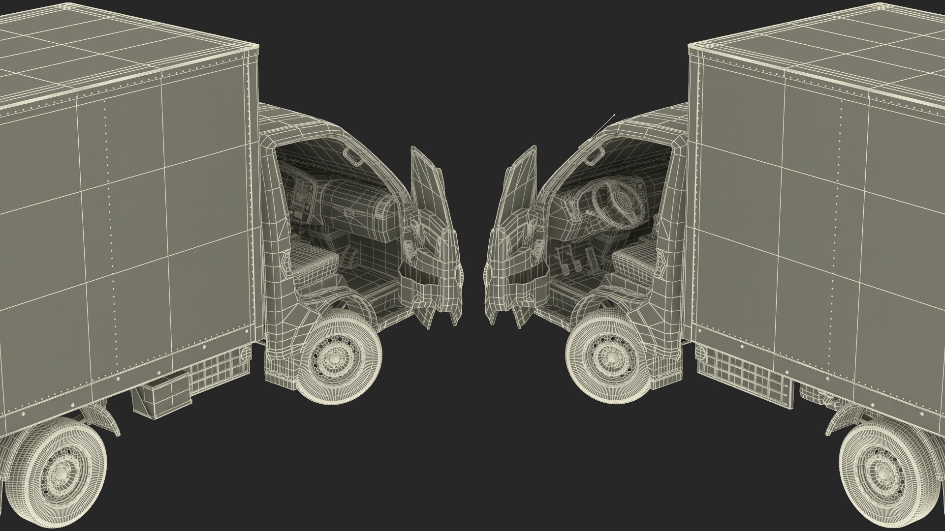 3D model Asian Mini Truck Refrigerator Blue Rigged for Maya