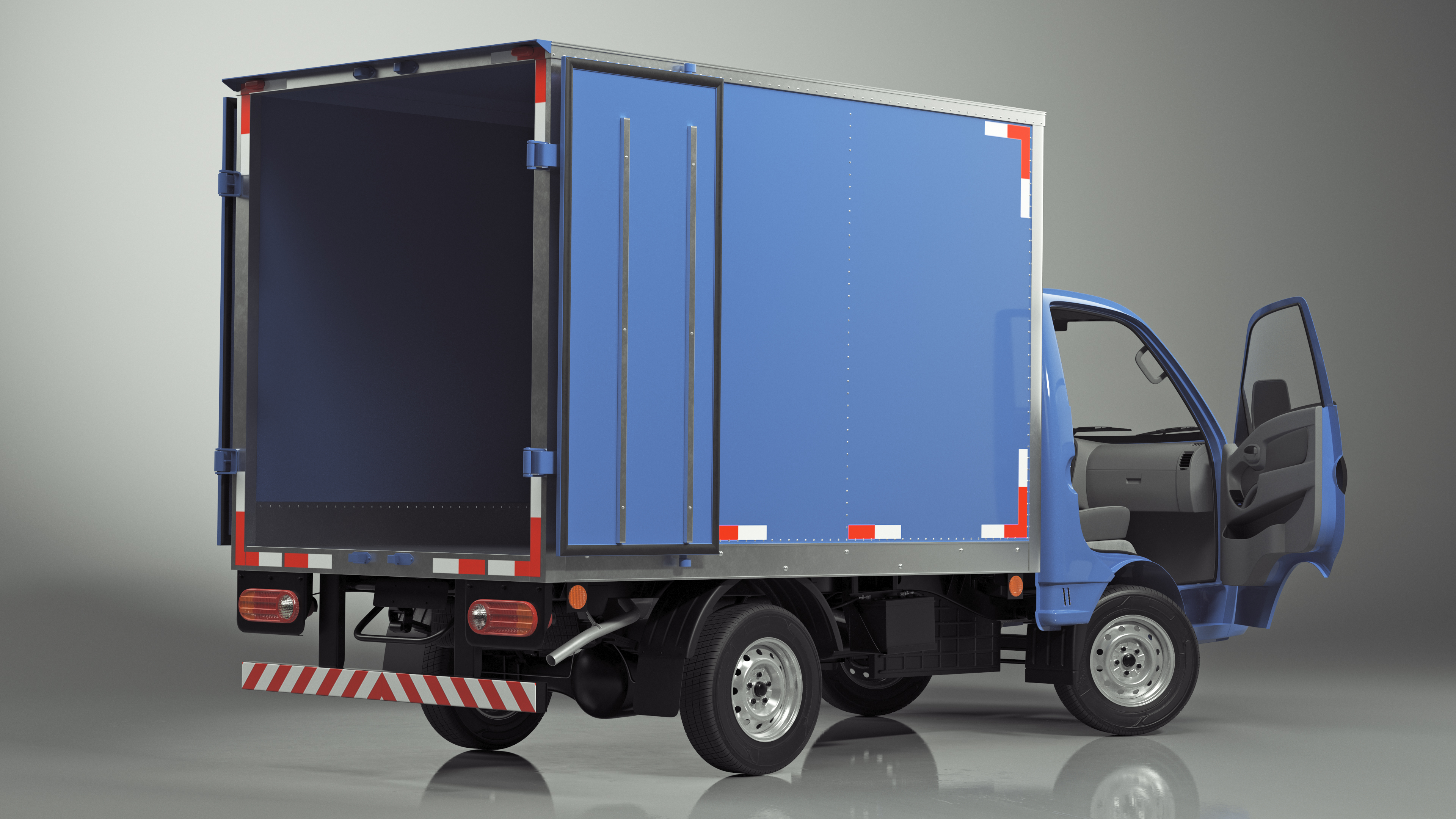 3D model Asian Mini Truck Refrigerator Blue Rigged for Maya