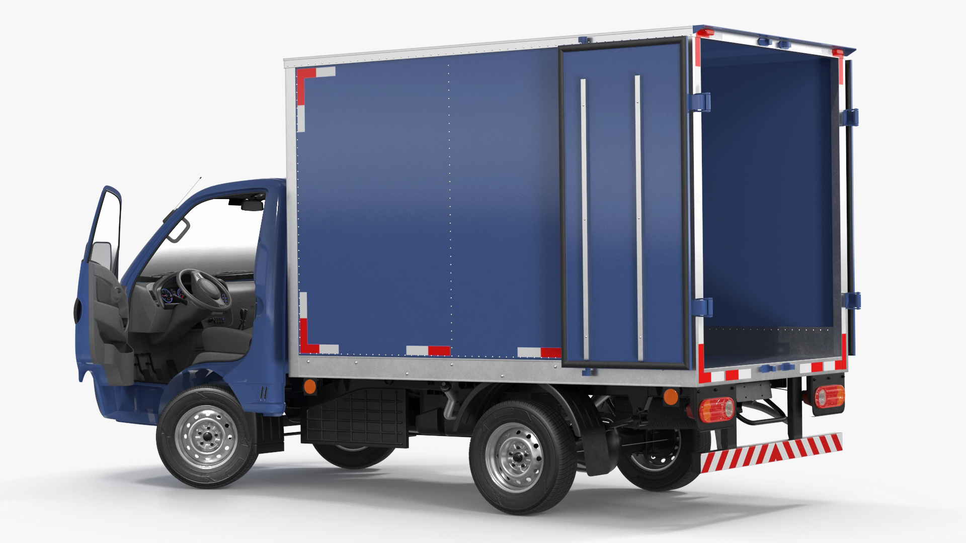 3D model Asian Mini Truck Refrigerator Blue Rigged for Maya