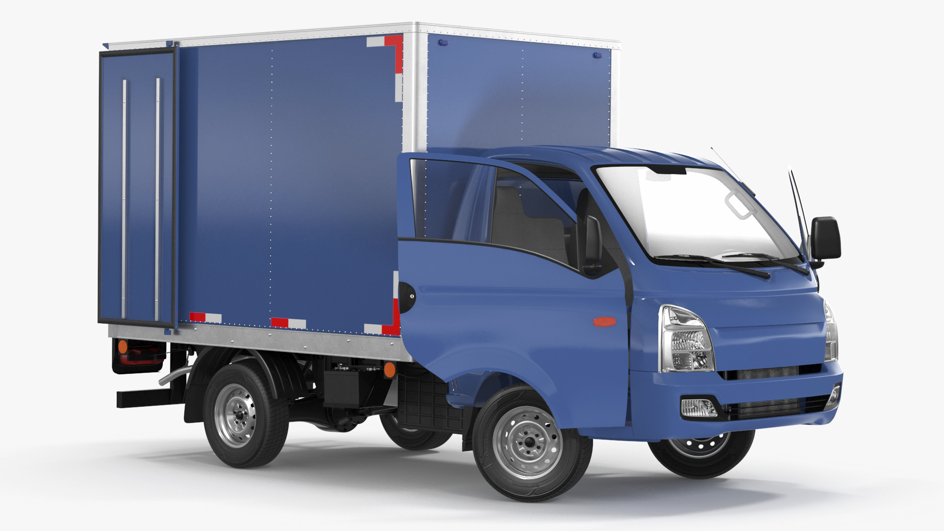 3D model Asian Mini Truck Refrigerator Blue Rigged for Maya