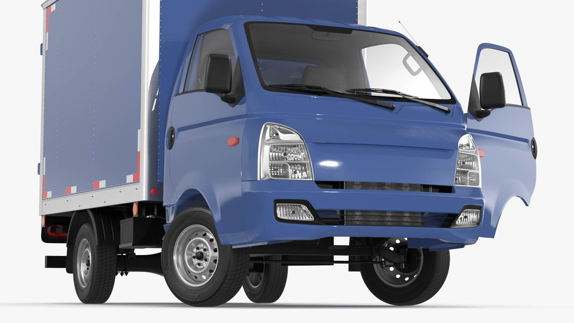 3D model Asian Mini Truck Refrigerator Blue Rigged for Maya