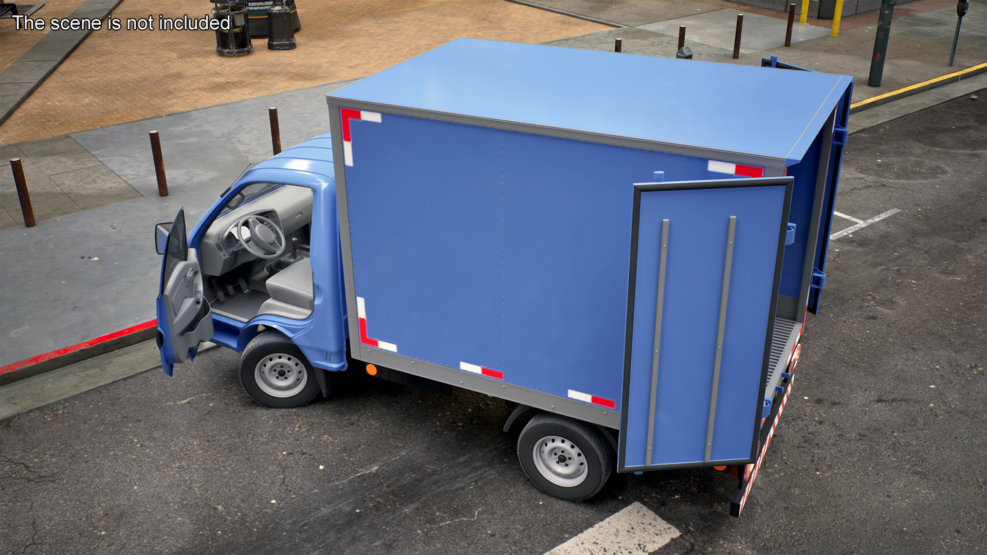 3D model Asian Mini Truck Refrigerator Blue Rigged for Maya