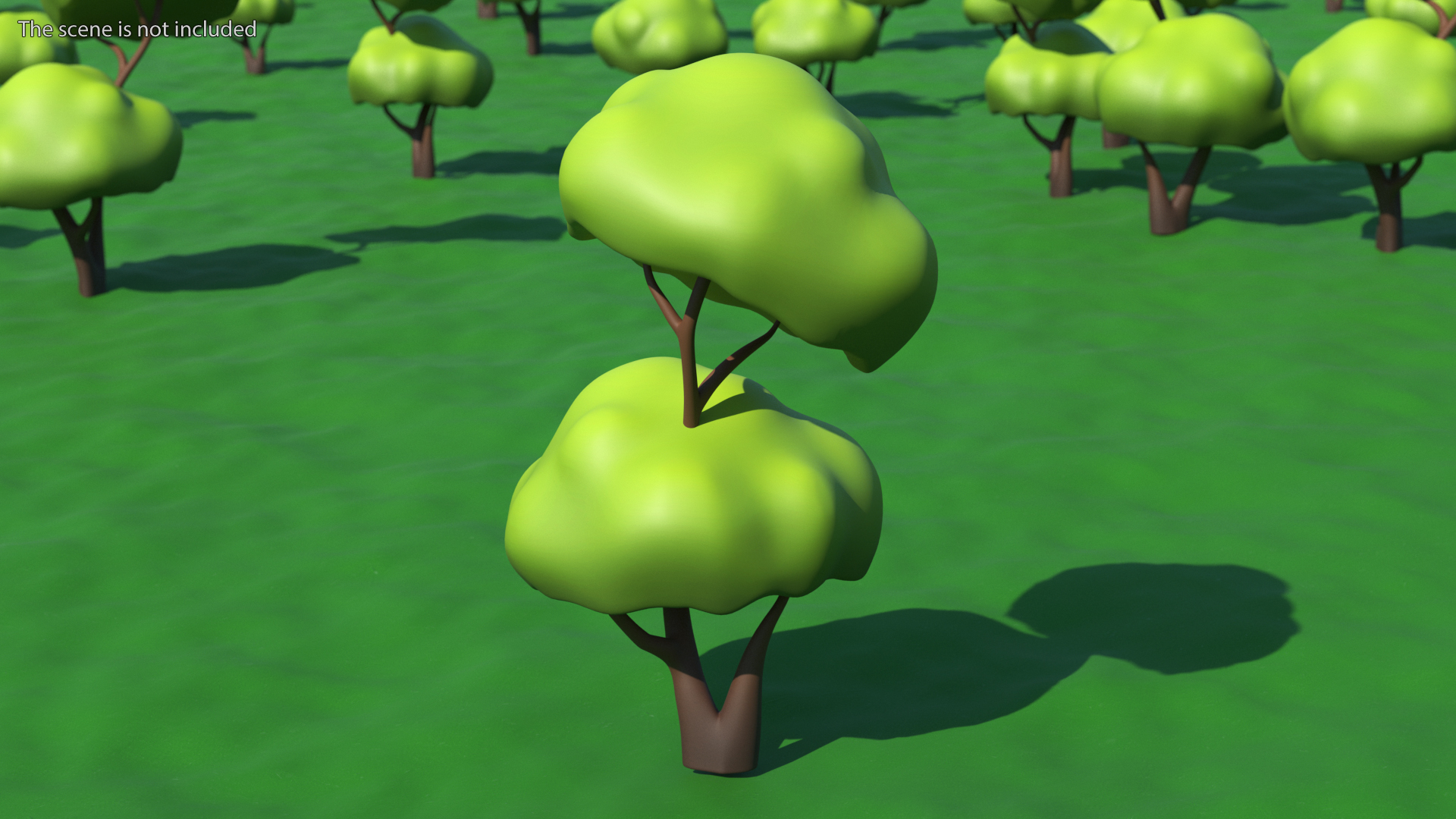 3D Cartoon Tree Two Branches Simple Coloring