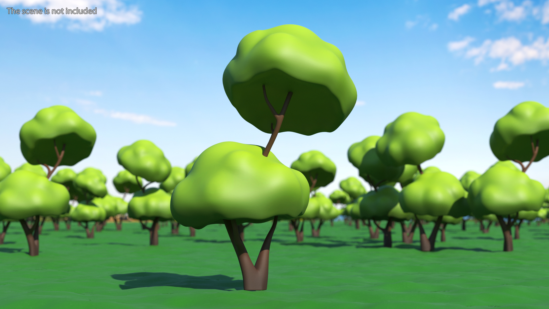 3D Cartoon Tree Two Branches Simple Coloring