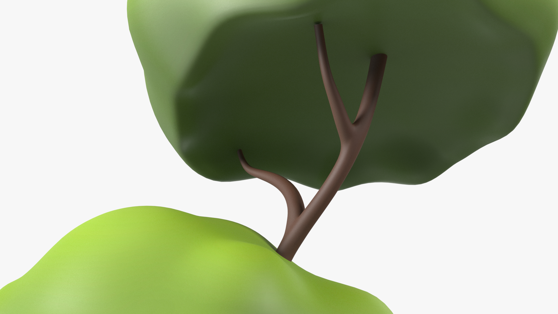 3D Cartoon Tree Two Branches Simple Coloring