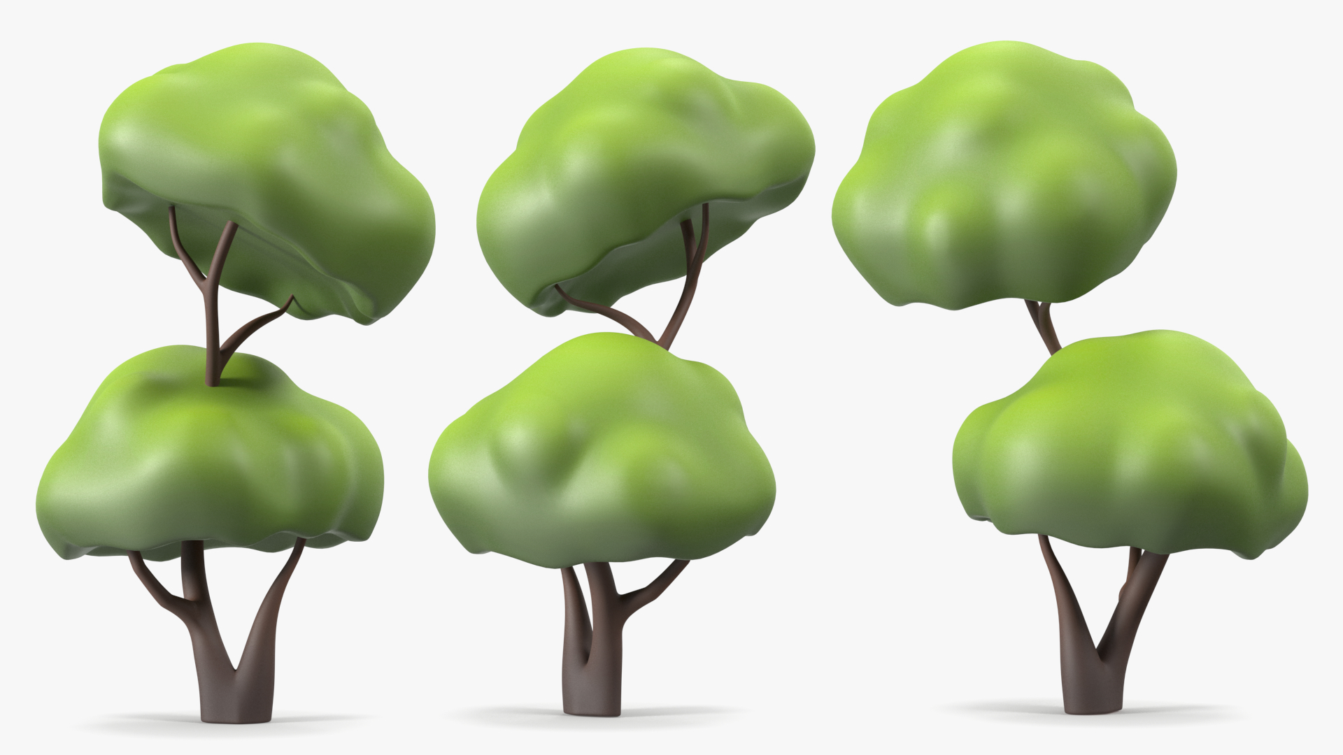 3D Cartoon Tree Two Branches Simple Coloring