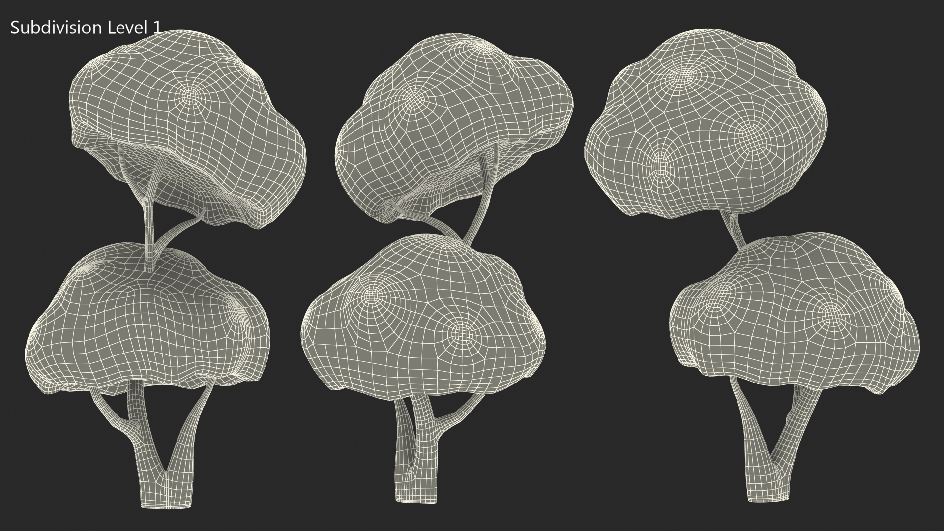 3D Cartoon Tree Two Branches Simple Coloring