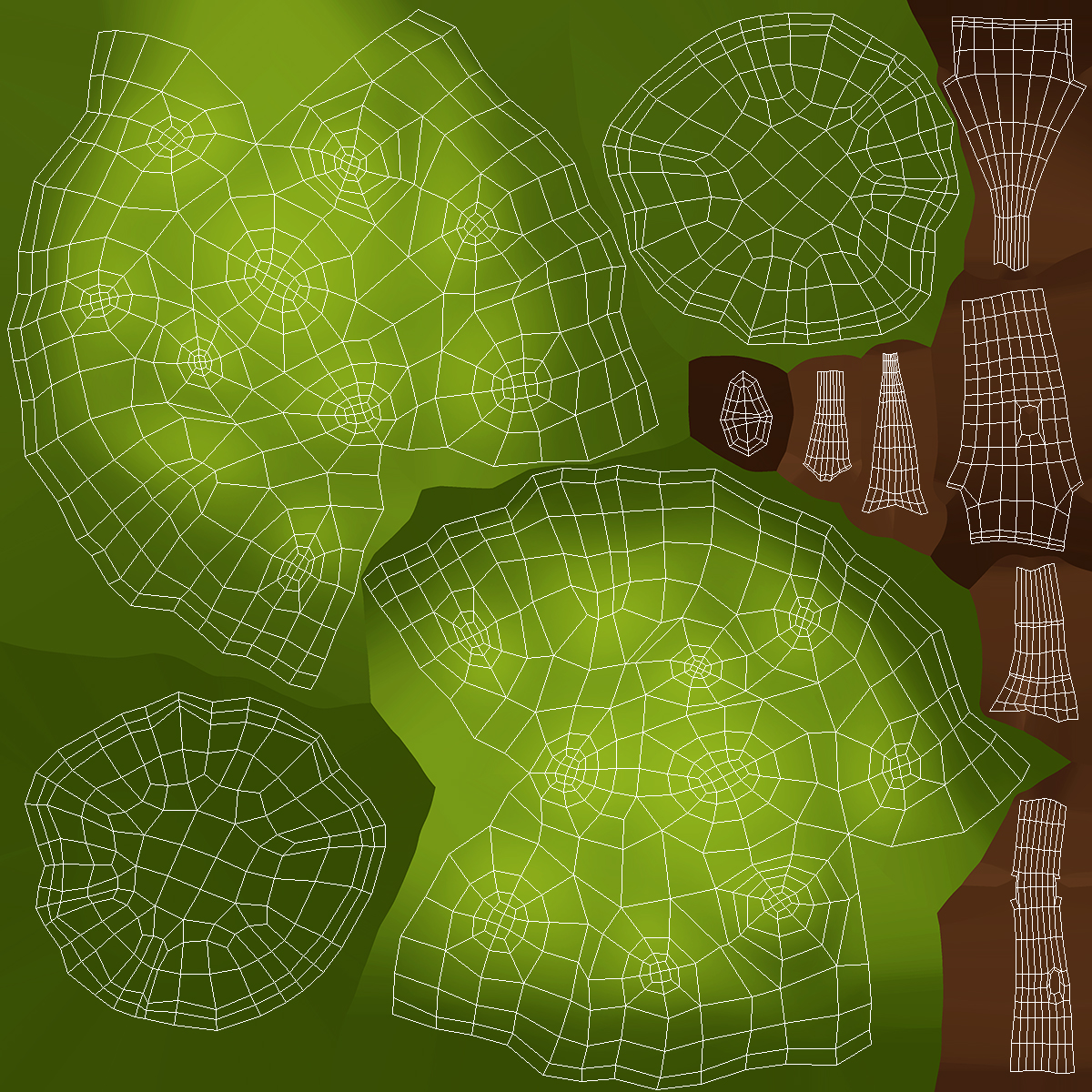 3D Cartoon Tree Two Branches Simple Coloring