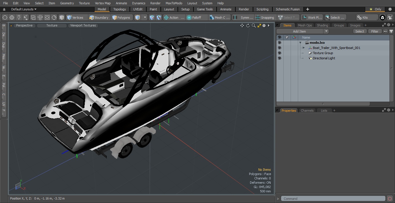 Boat Trailer With Sportboat 3D