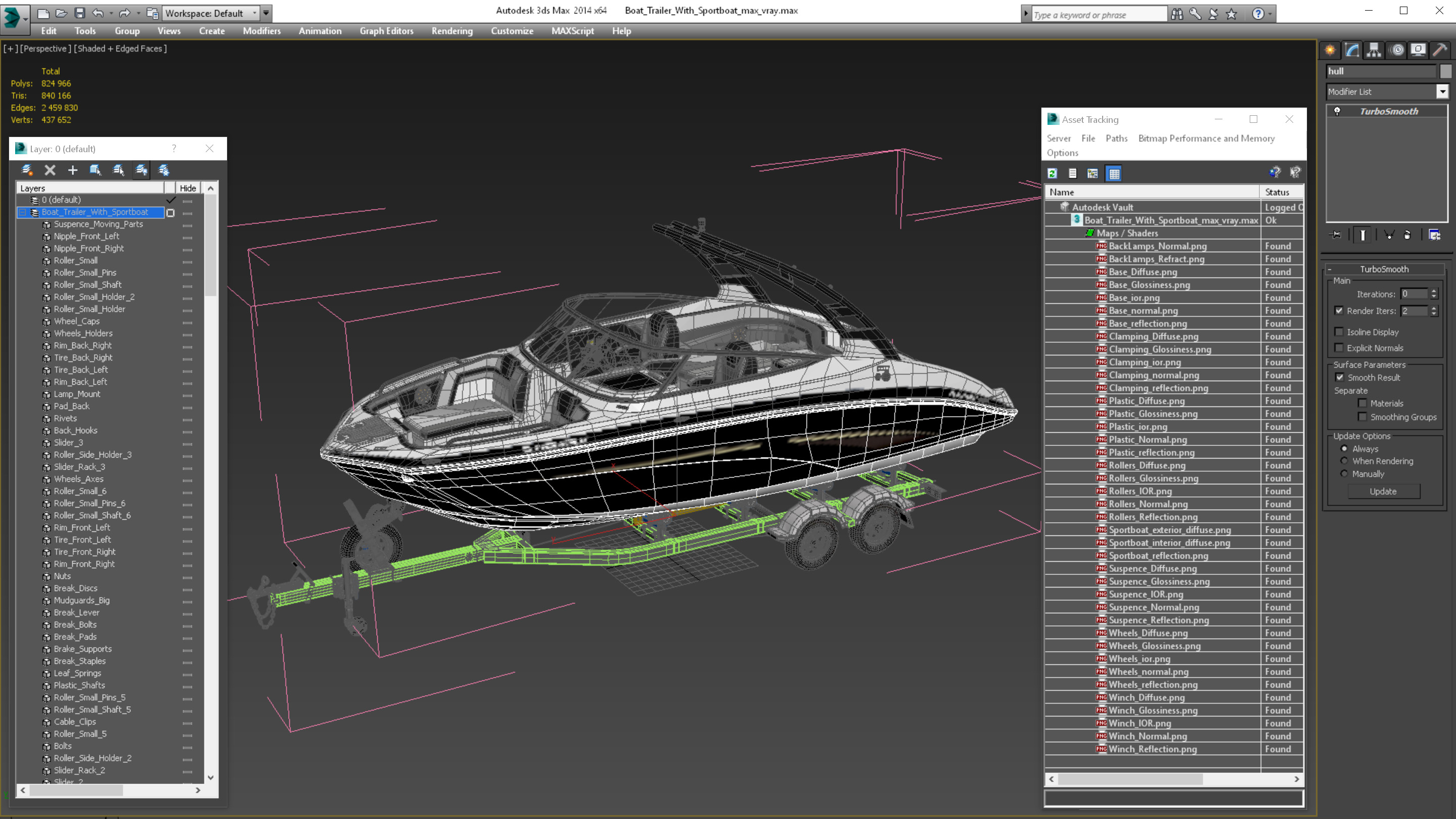 Boat Trailer With Sportboat 3D