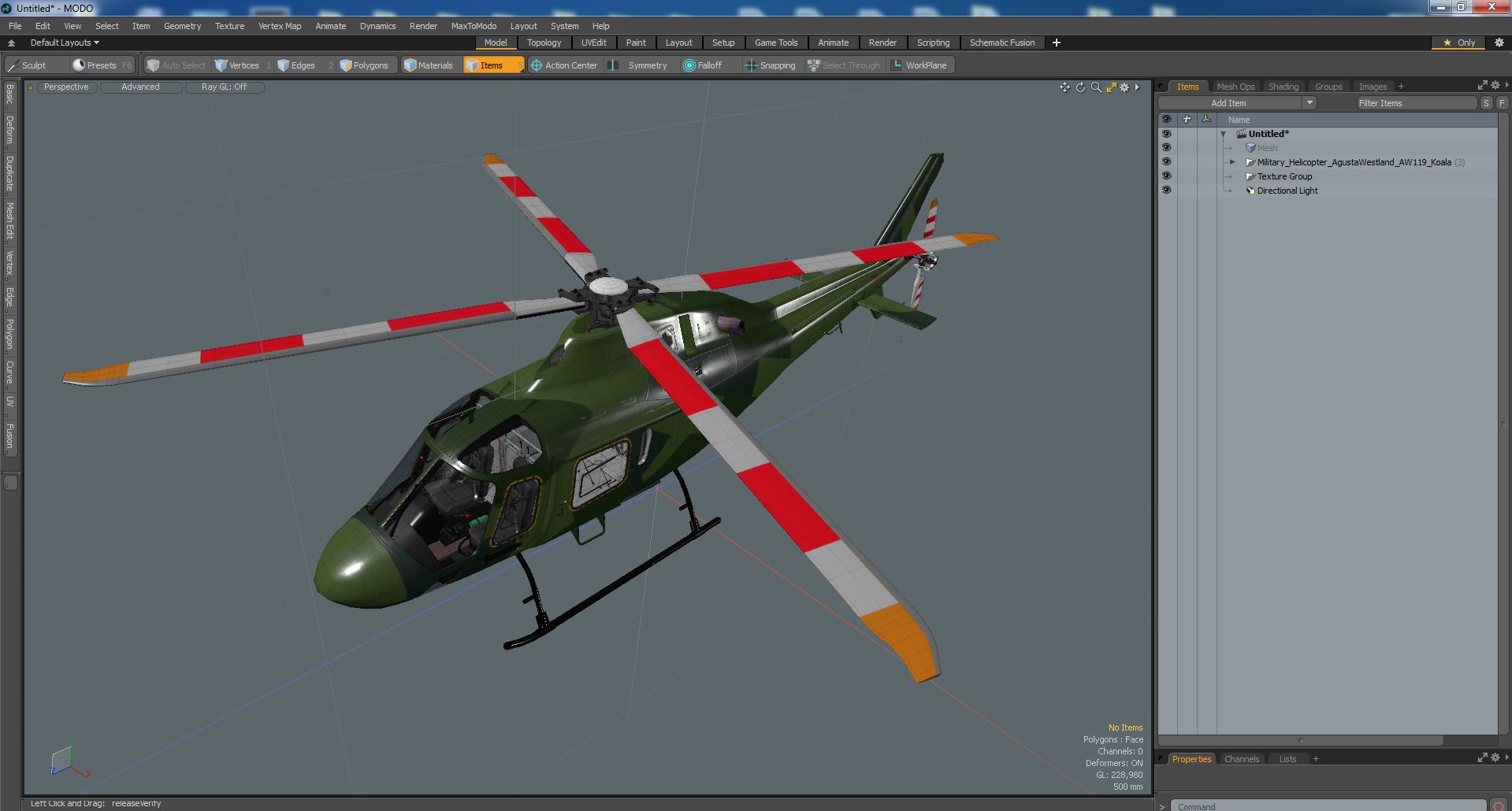 3D Military Helicopter AgustaWestland AW119 Koala
