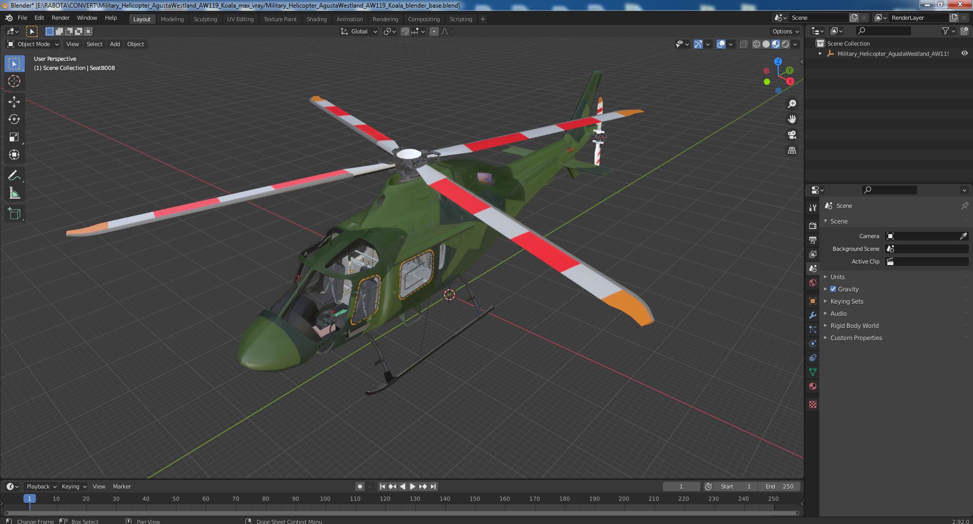 3D Military Helicopter AgustaWestland AW119 Koala