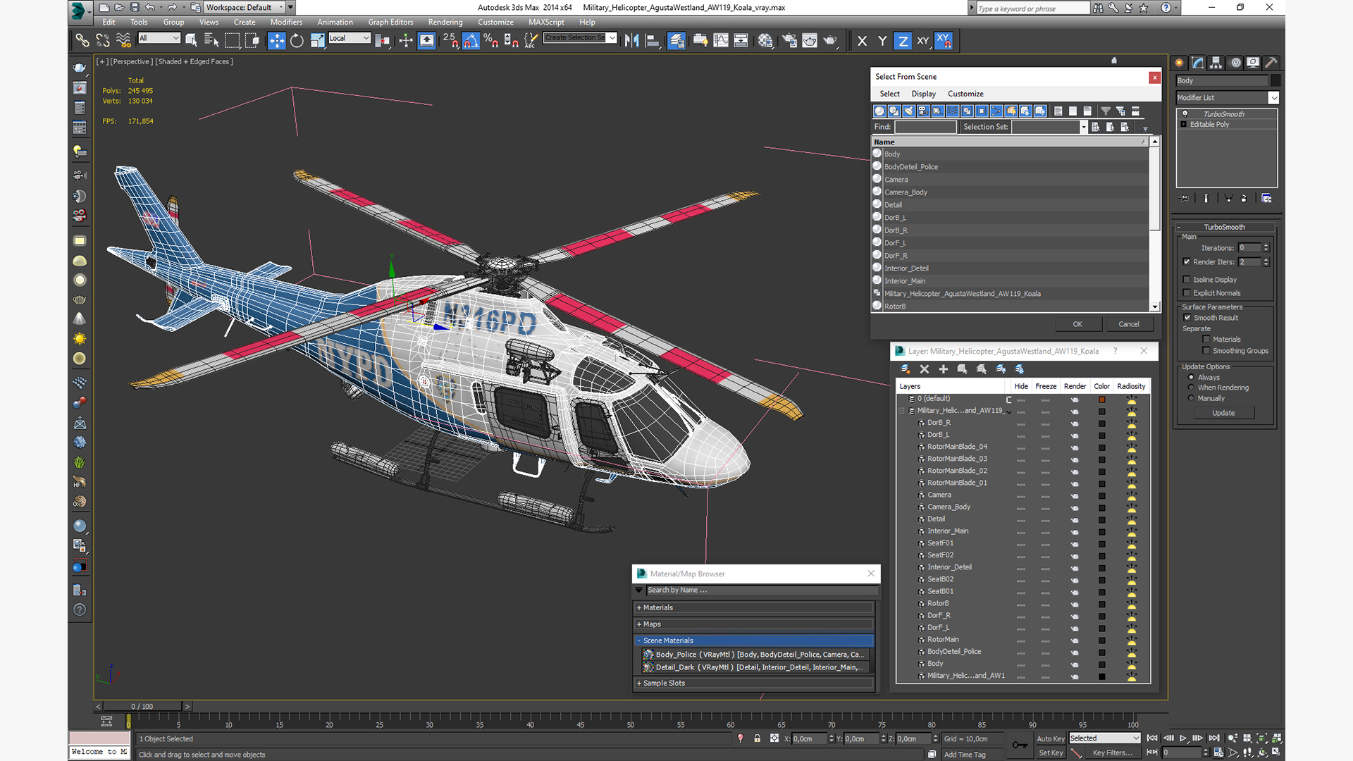 3D Military Helicopter AgustaWestland AW119 Koala