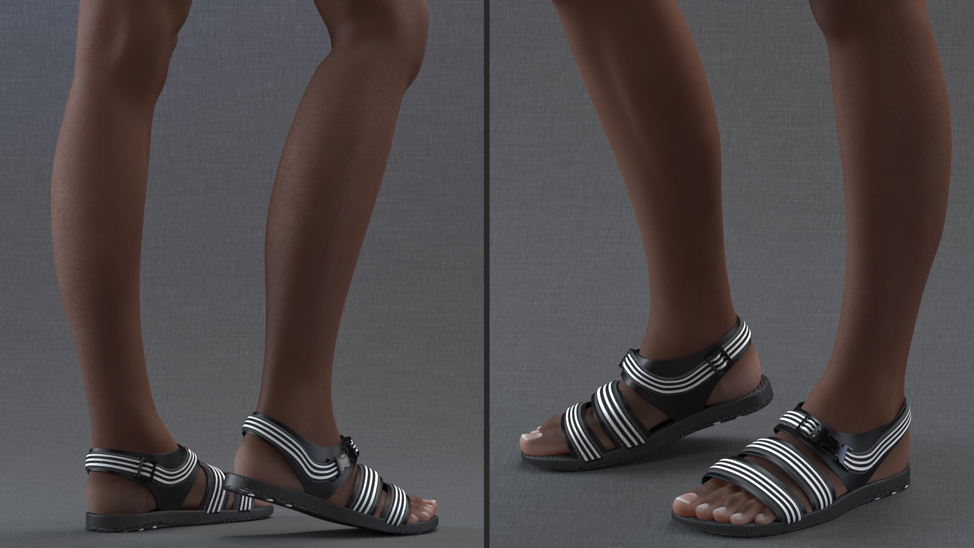 Dark Skin Teenager Beach Style Standing Pose 3D model