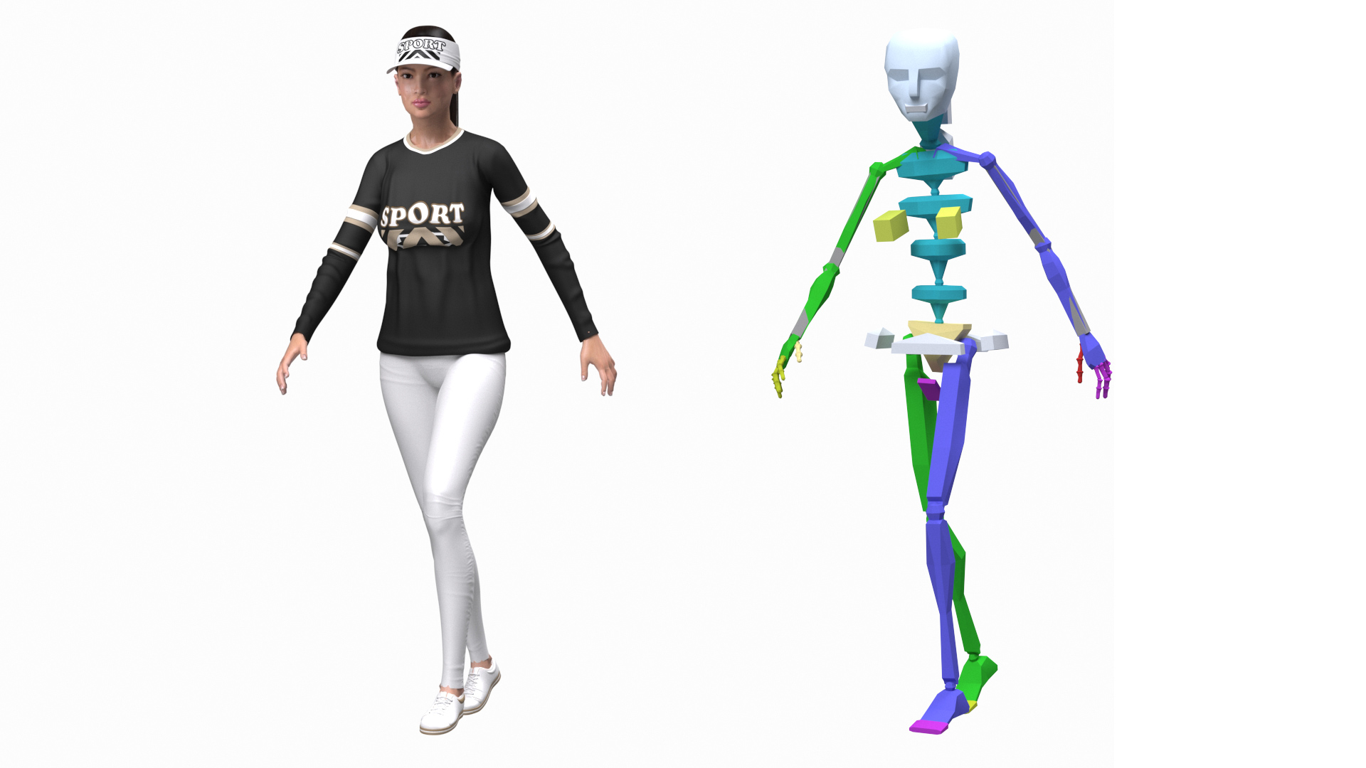 Asian Woman in Sportswear Rigged 3D
