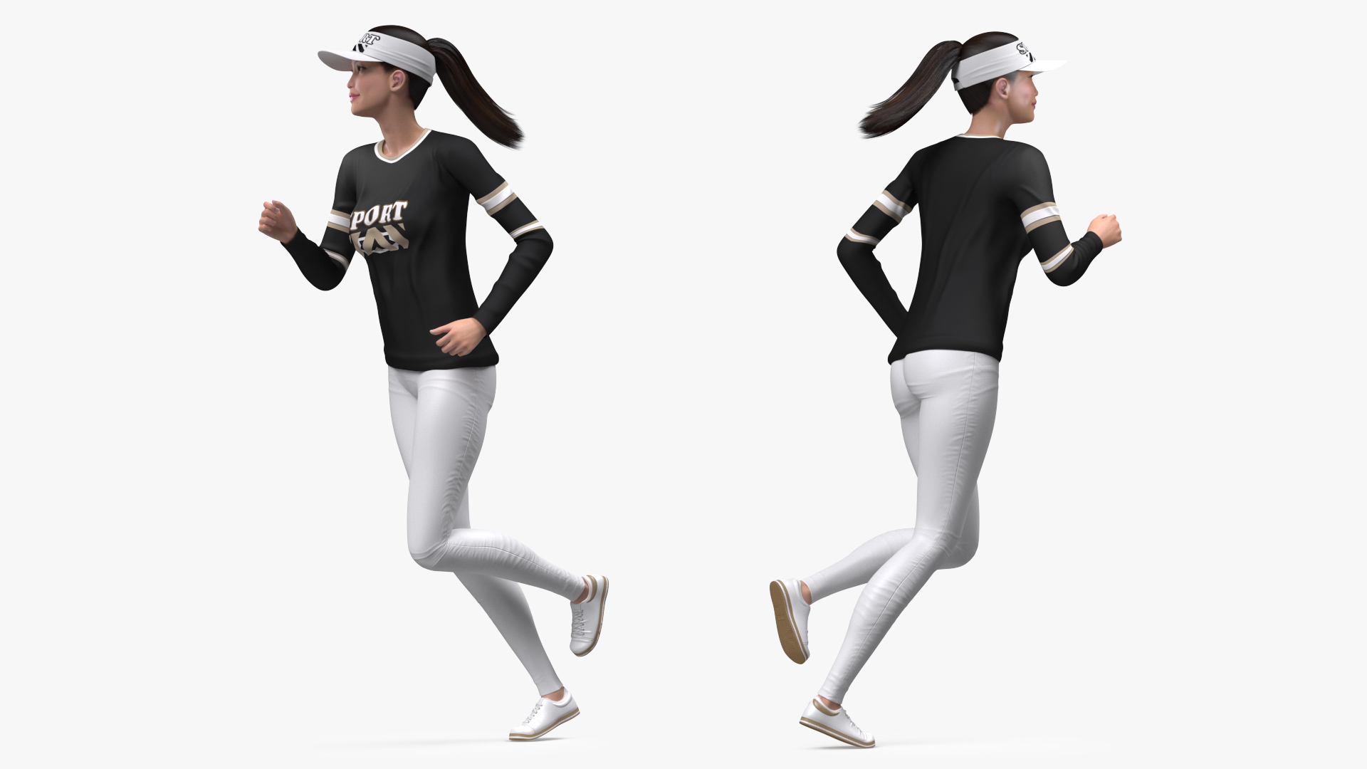 Asian Woman in Sportswear Rigged 3D