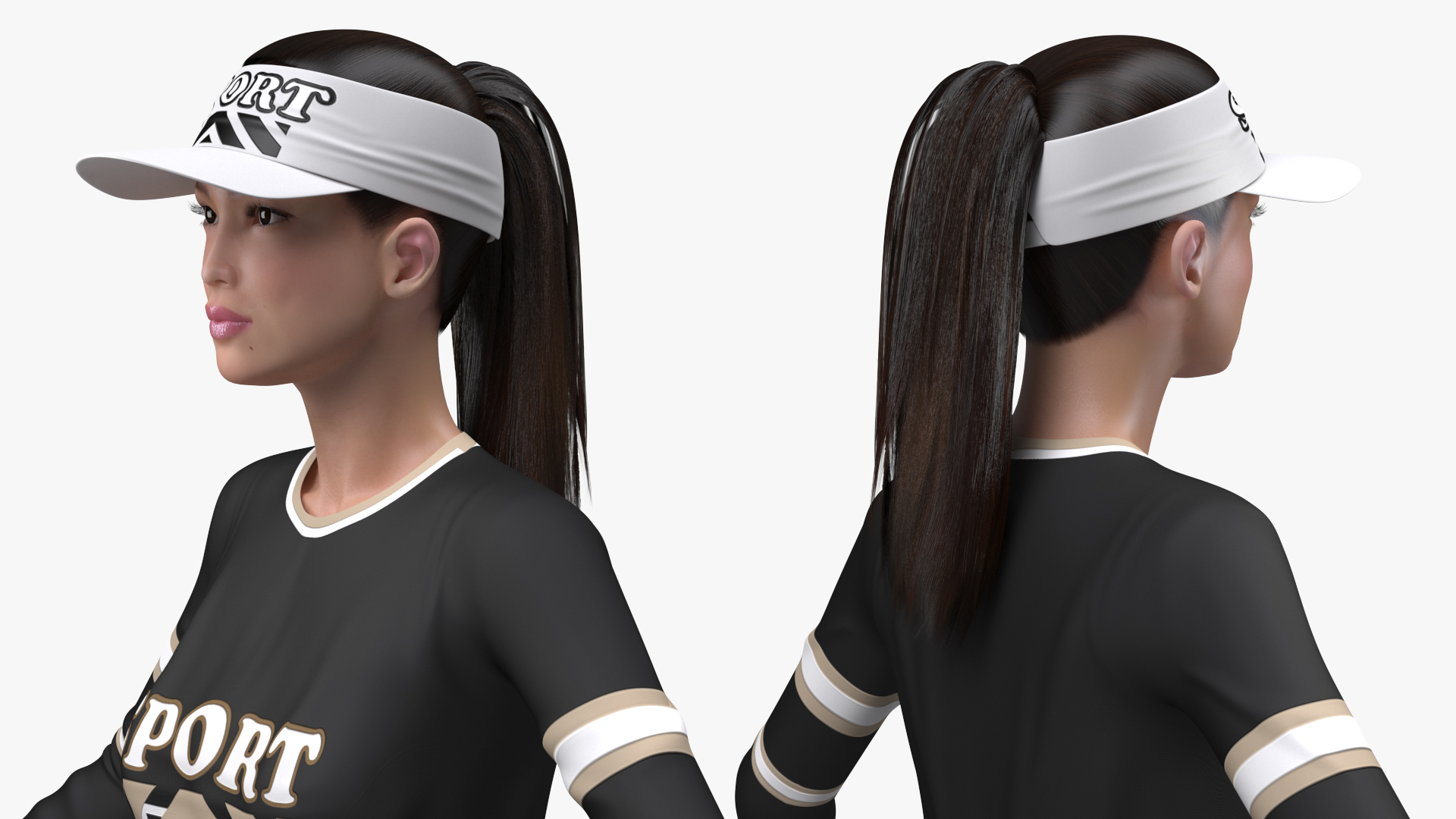 Asian Woman in Sportswear Rigged 3D