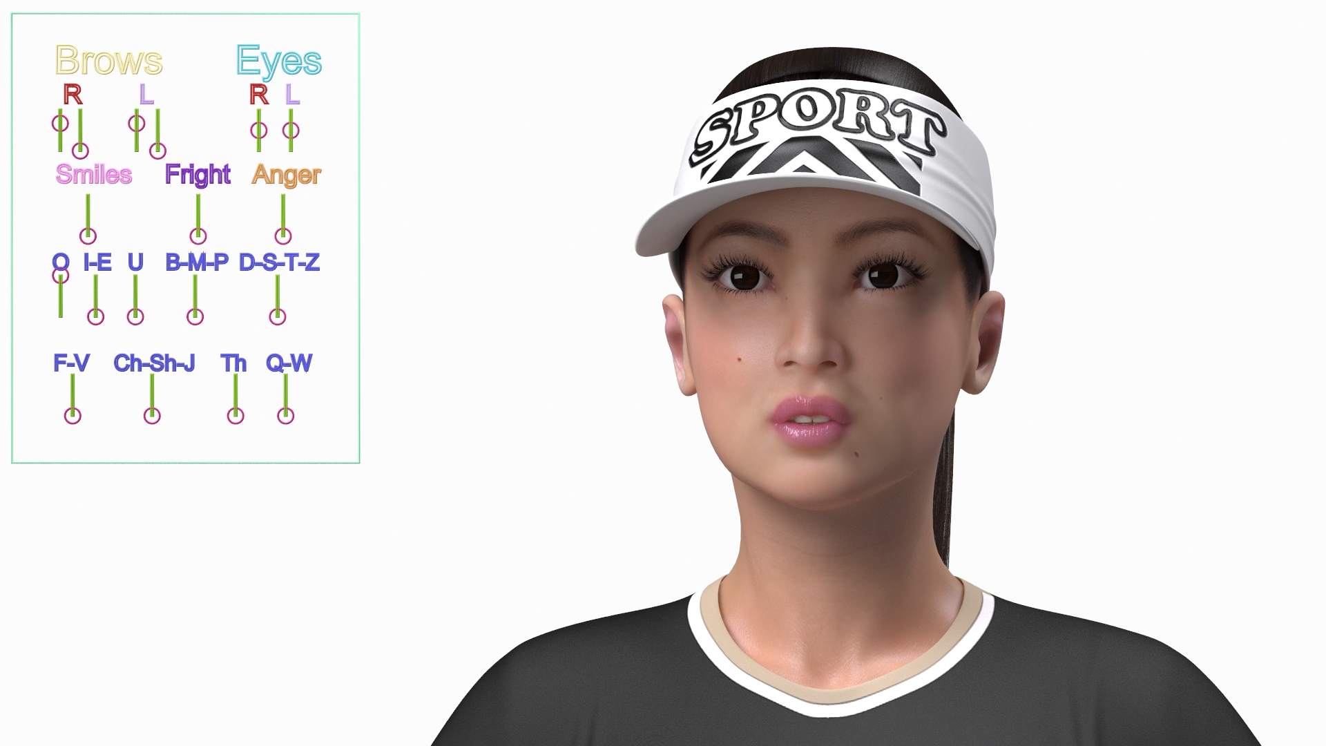 Asian Woman in Sportswear Rigged 3D