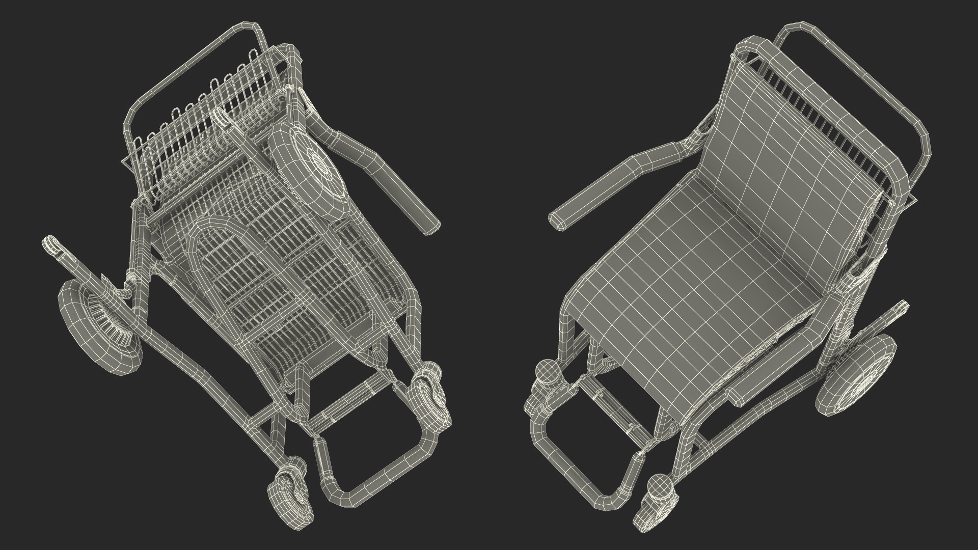 3D Airport Wheelchair Black Old model