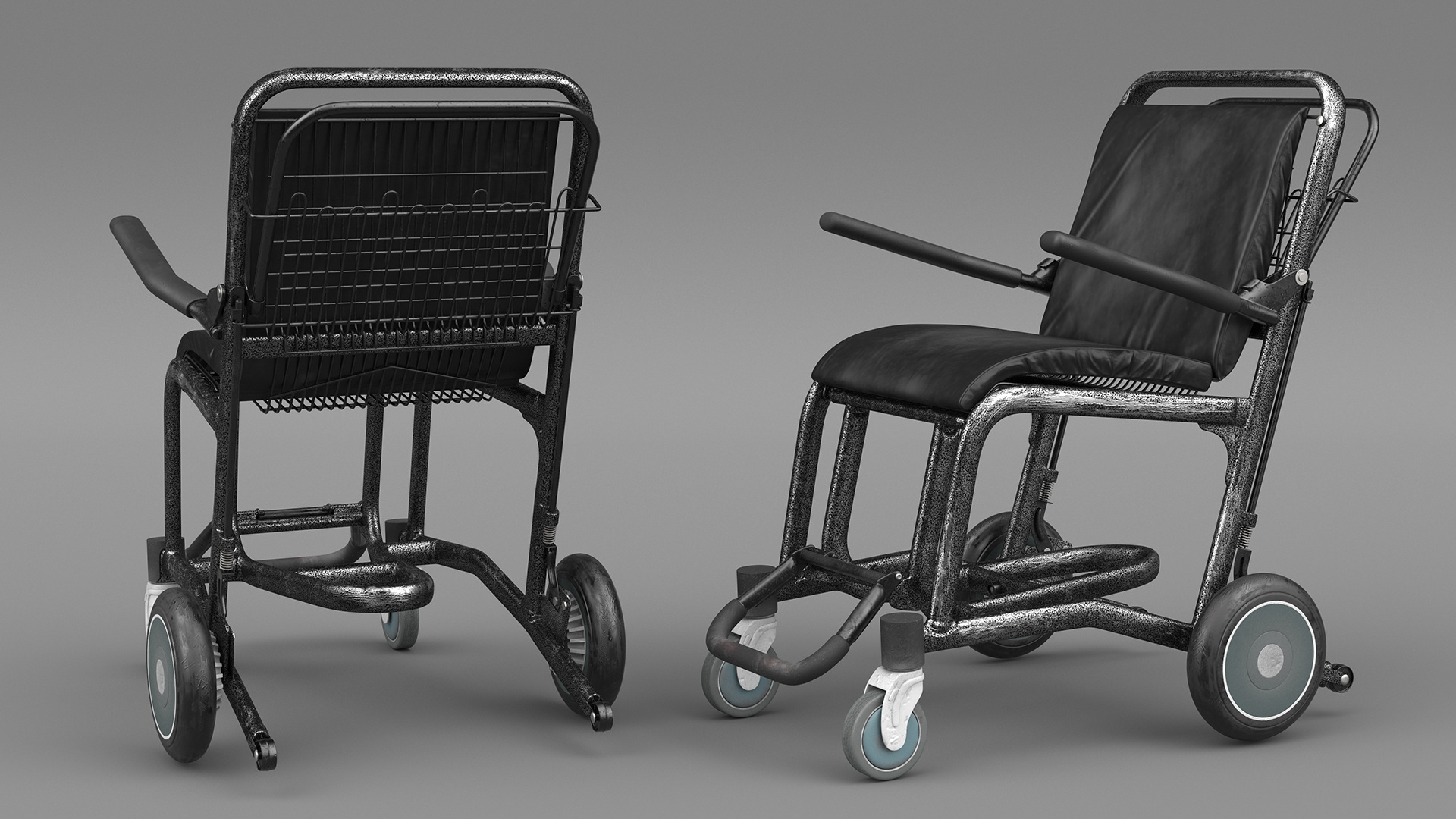 3D Airport Wheelchair Black Old model