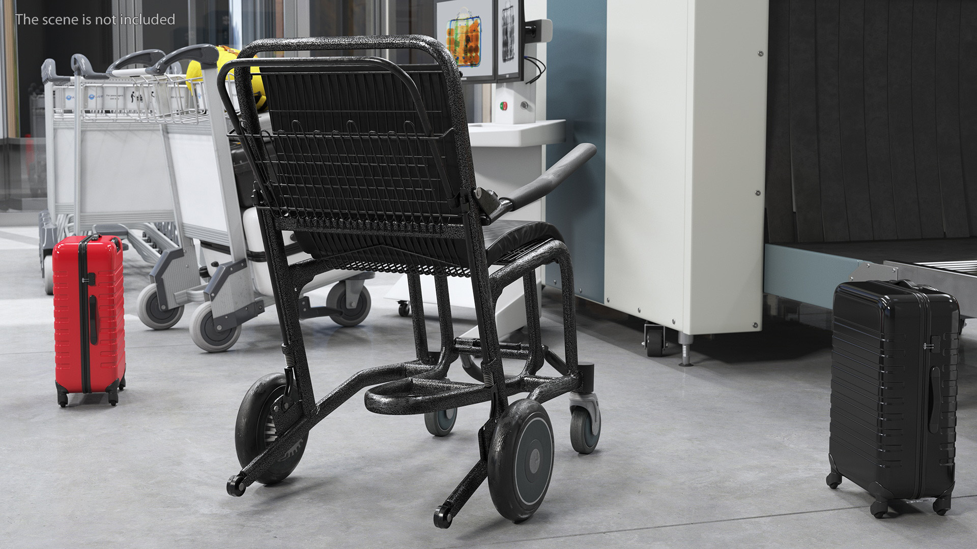 3D Airport Wheelchair Black Old model