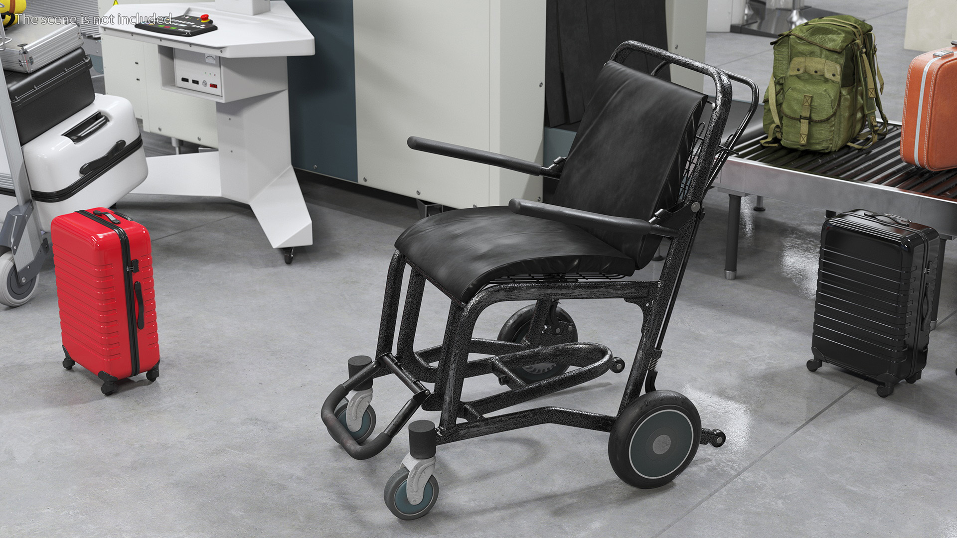 3D Airport Wheelchair Black Old model
