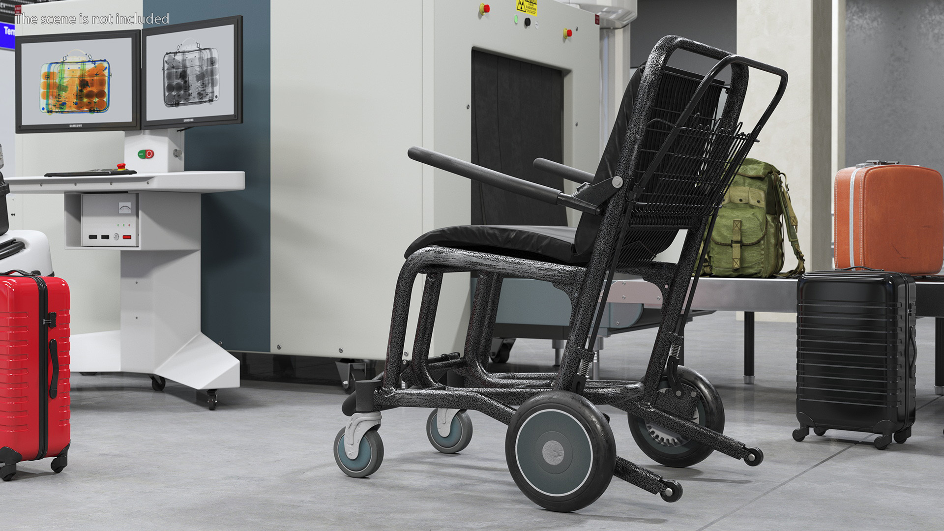 3D Airport Wheelchair Black Old model
