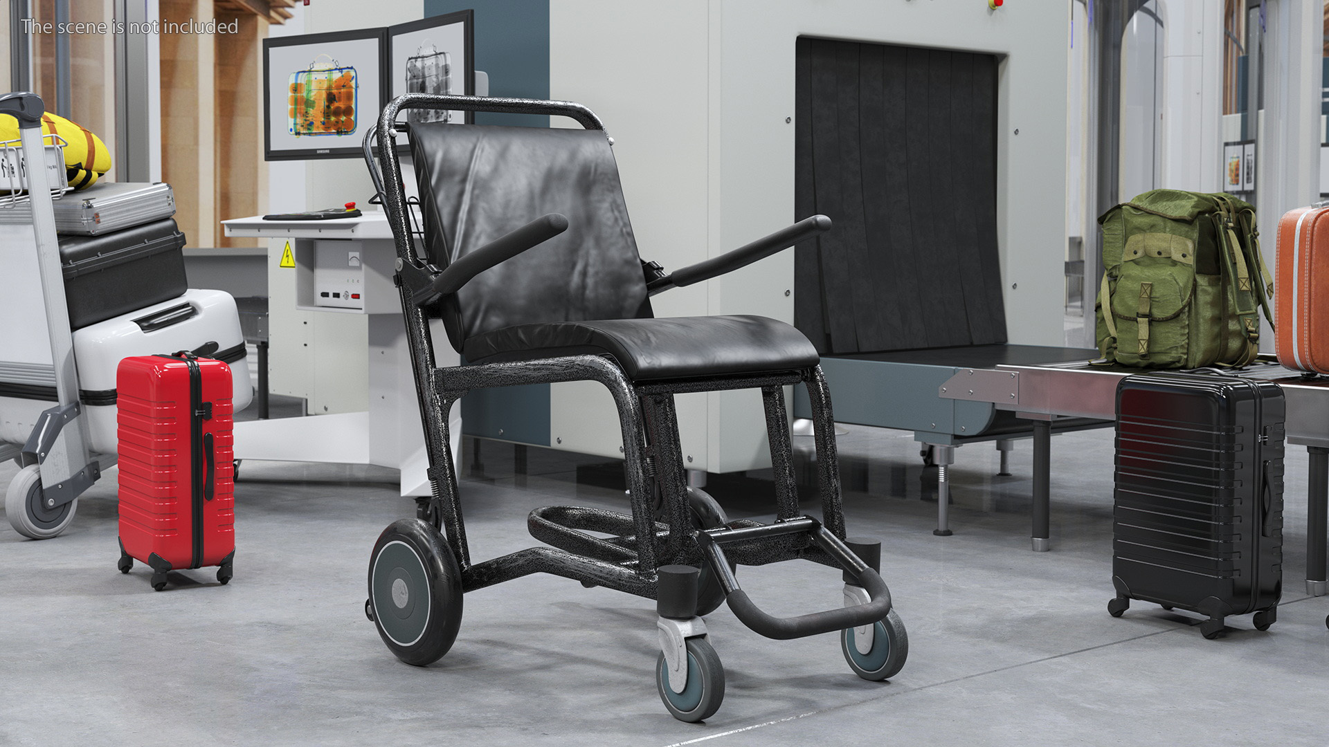 3D Airport Wheelchair Black Old model