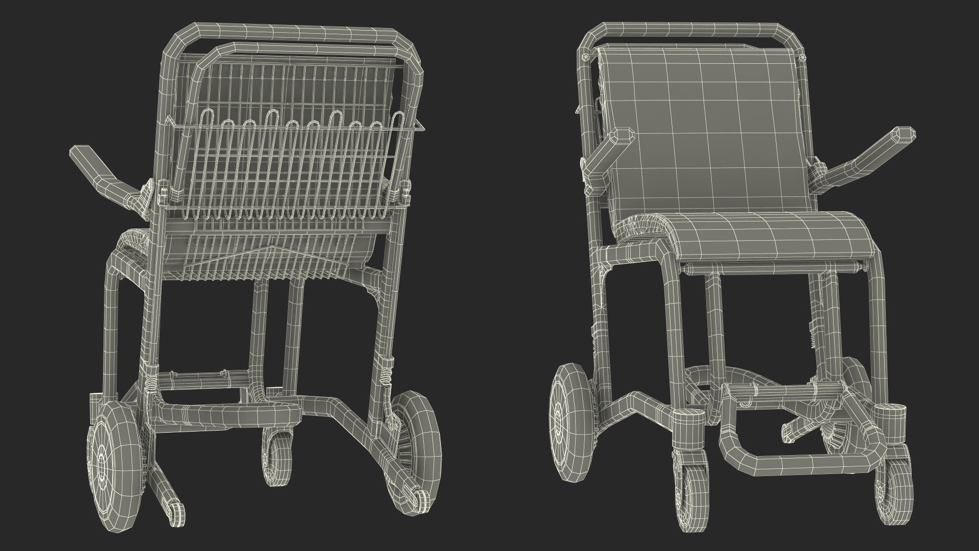3D Airport Wheelchair Black Old model