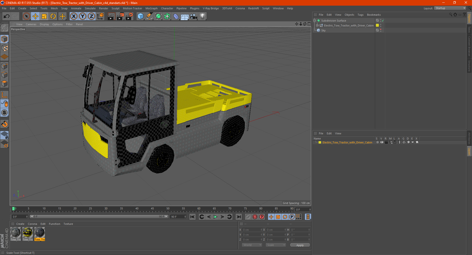 3D Electric Tow Tractor with Driver Cabin model