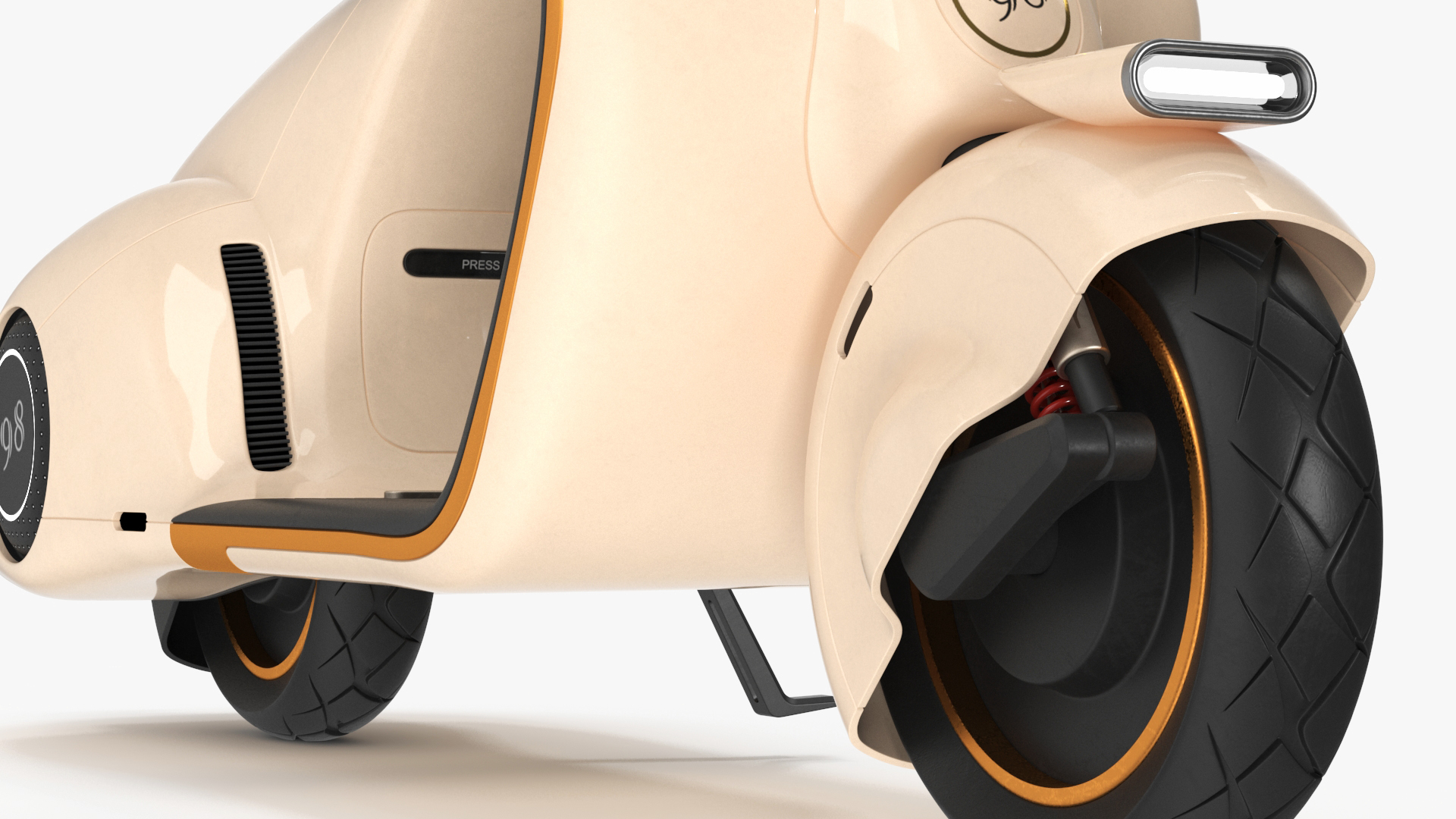 3D Concept Beige Electric Scooter Vespa 98 Lights On Rigged