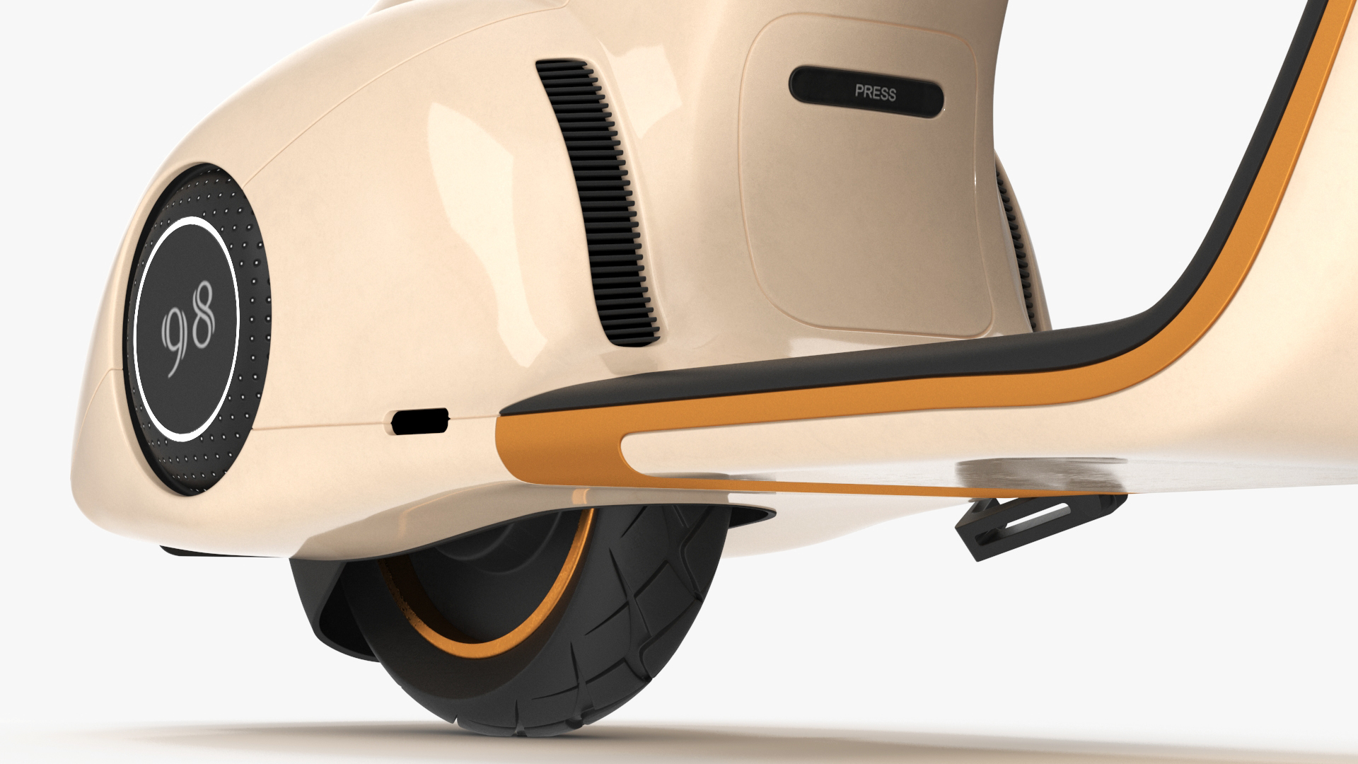 3D Concept Beige Electric Scooter Vespa 98 Lights On Rigged