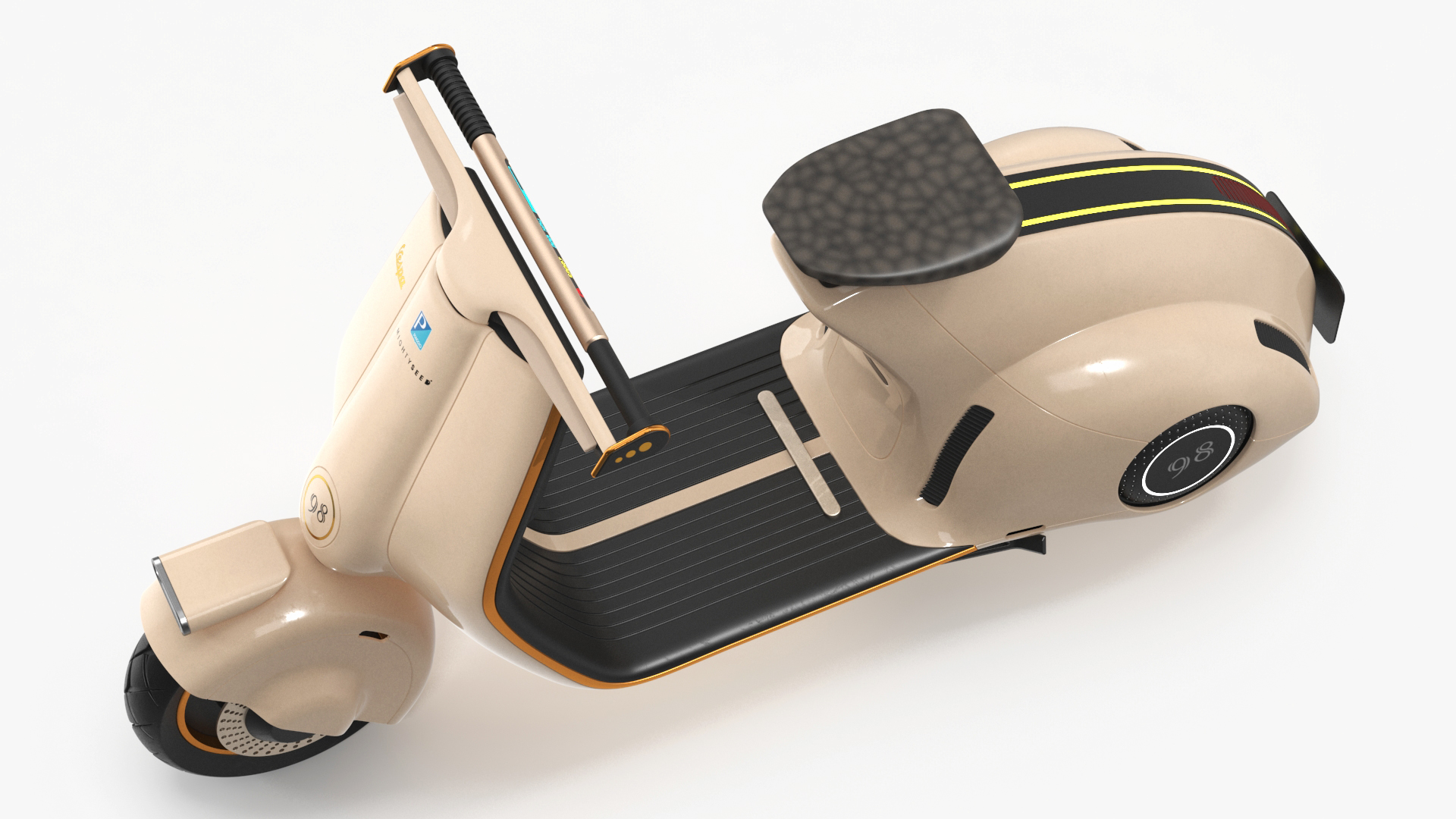 3D Concept Beige Electric Scooter Vespa 98 Lights On Rigged